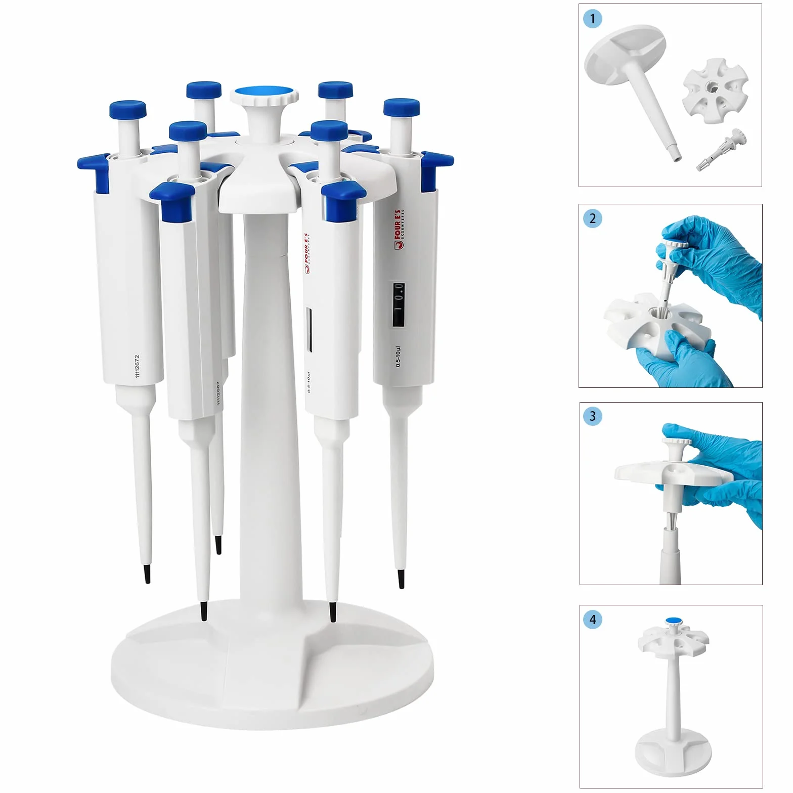Soporte de pipeta redondo para 6 micropipetas