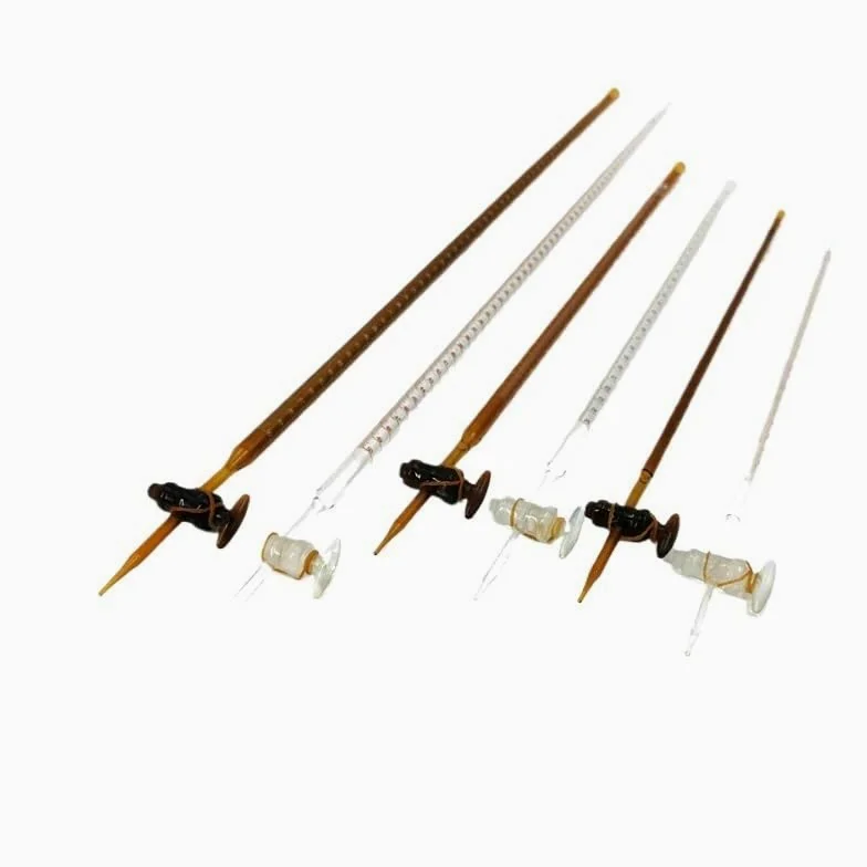 Bureta de Vidrio Clase A con Llave PTFE - Alta Precisión para Titulación Ácido Álcali, 10ml 25ml 50ml Transparente Ámbar(Brown PTFE 50ml)