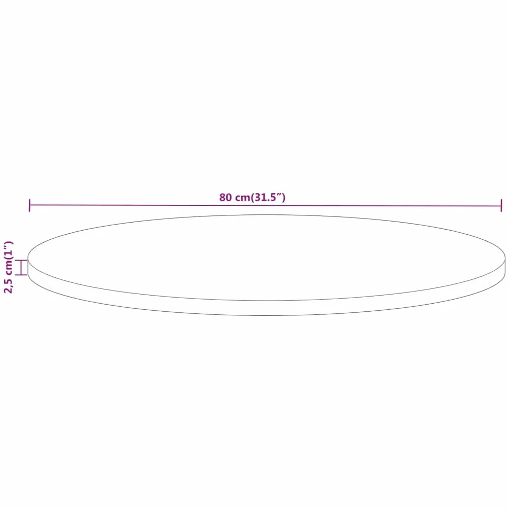 vidaXL Tablero De Mesa Redondo De Madera Maciza De Mango Ø 80x2,5 Cm, Superficie De Mesa, Tablero De Mesa De Centro