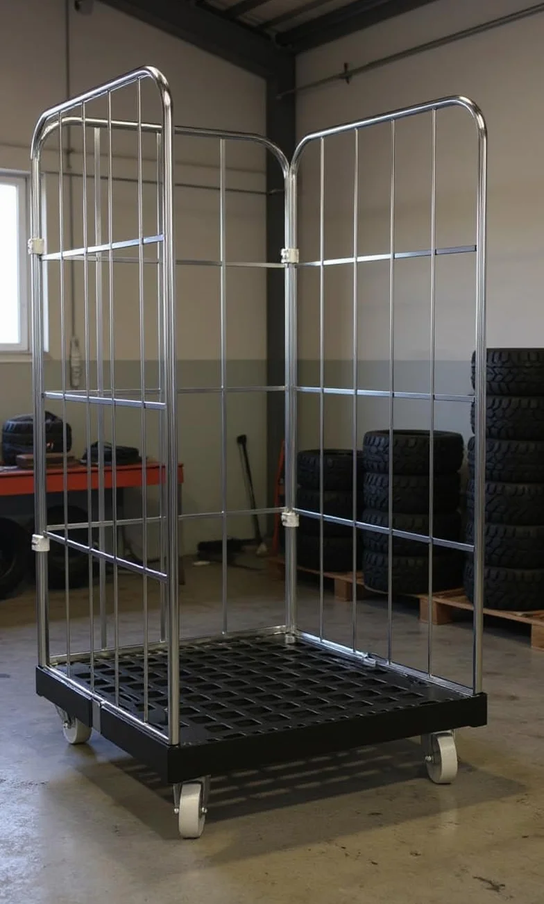 Carrito con ruedas de 1650 mm, 3 caras, galvanizado, color azul, solución de transporte de almacenamiento para máxima eficiencia, construcción estable, ideal para almacenes y logística
