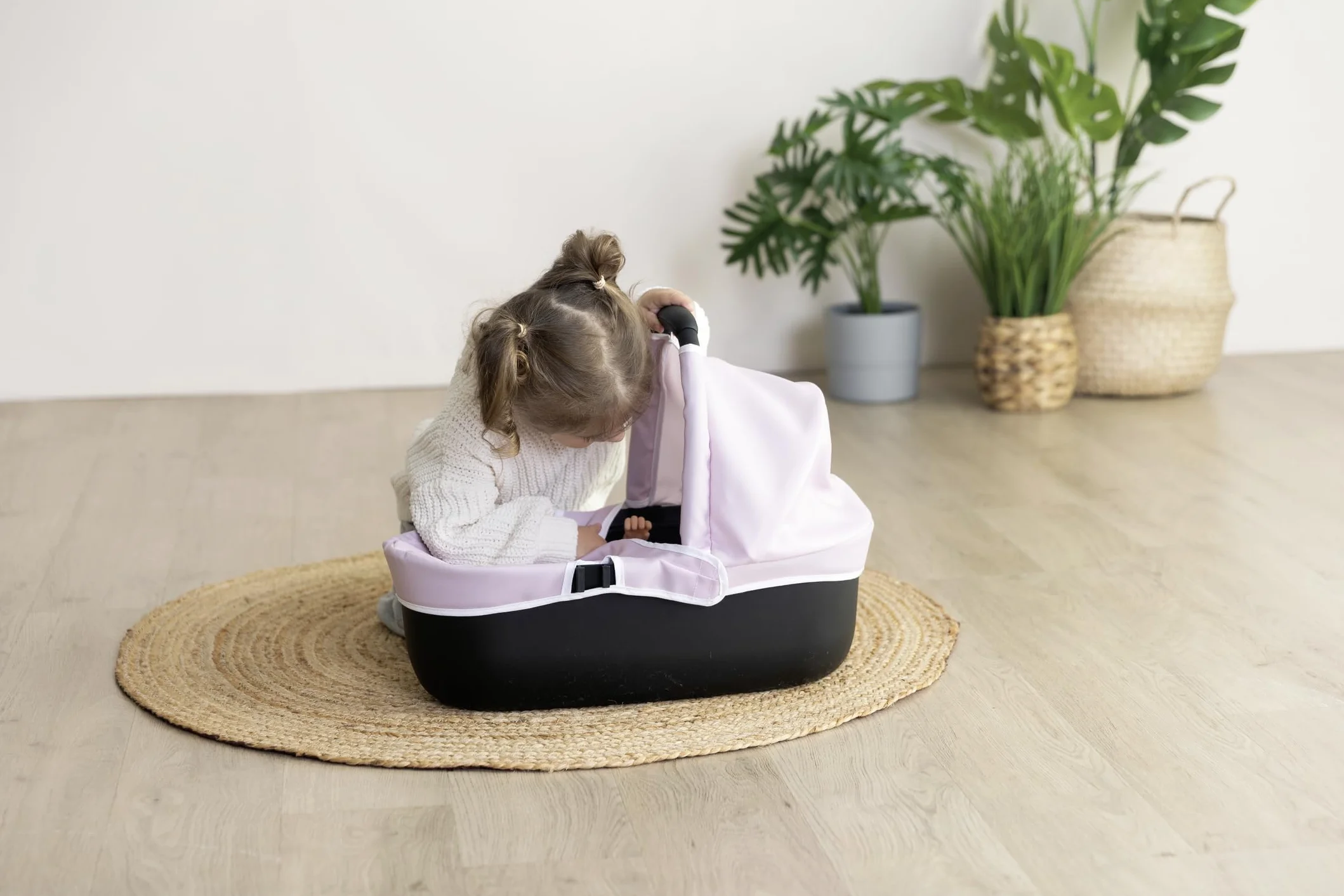 SMOBY Carrito Combi 3 en 1 Maxi-Cosi Rosa Capazo extraíble Silla de Paseo Cochecito para muñecas 42 cm Desde 3 años