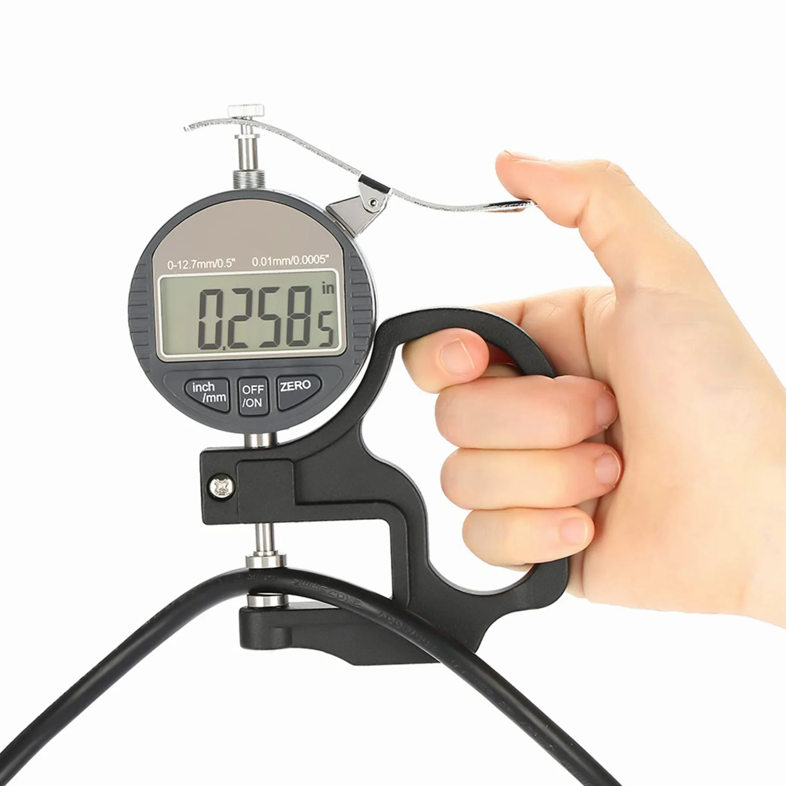 Medidor de Espesor con Pantalla Digital de 3 Piezas, Herramienta de Medición de Medidor de Espesor de Tela de Cuero de Papel, Rango de Medición de 0 a 12,7 Mm, Precisión de 0,01 Mm