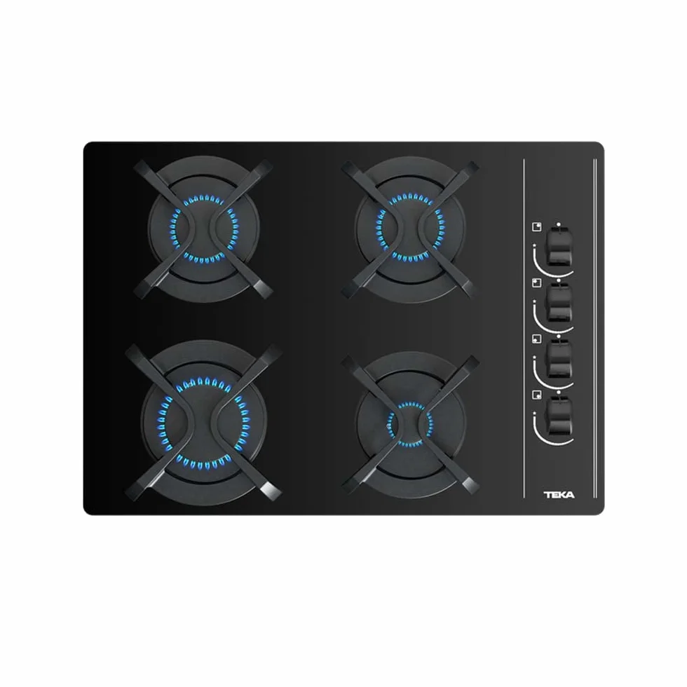 TEKA Placa de Gas Butano 60 cm 4 Quemadores Autoencendido Seguridad Termopar Cristal Templado GBC 64003