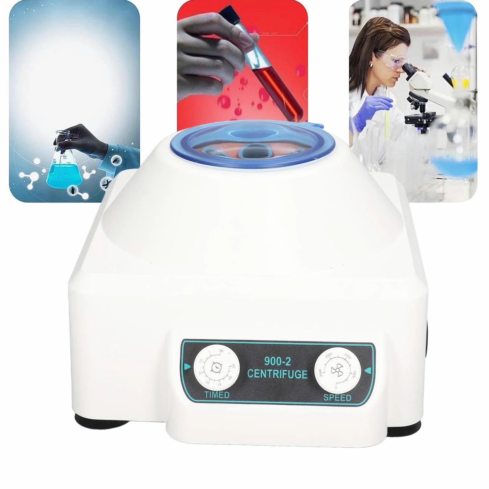 Mini Máquina Centrífuga, 300 a 4000RPM Centrífuga de Sobremesa de Laboratorio, Centrífuga Eléctrica Portátil de Bajo Ruido para Sangre, Plasma (Enchufe europeo 220V)