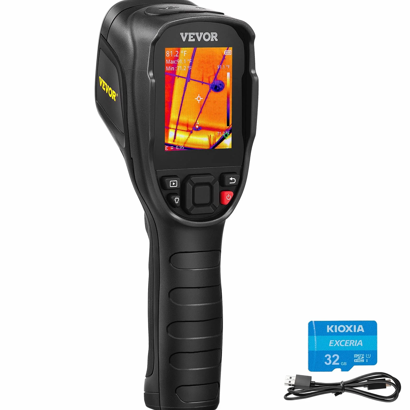 VEVOR Cámara Termográfica Infrarrojos Portátil Resolución 240x180 píxeles Cámara de Imágenes Térmicas por Infrarrojos Rango de Temperatura de -20 a 450 Centígrados Cámara Termográfica Digital 64G