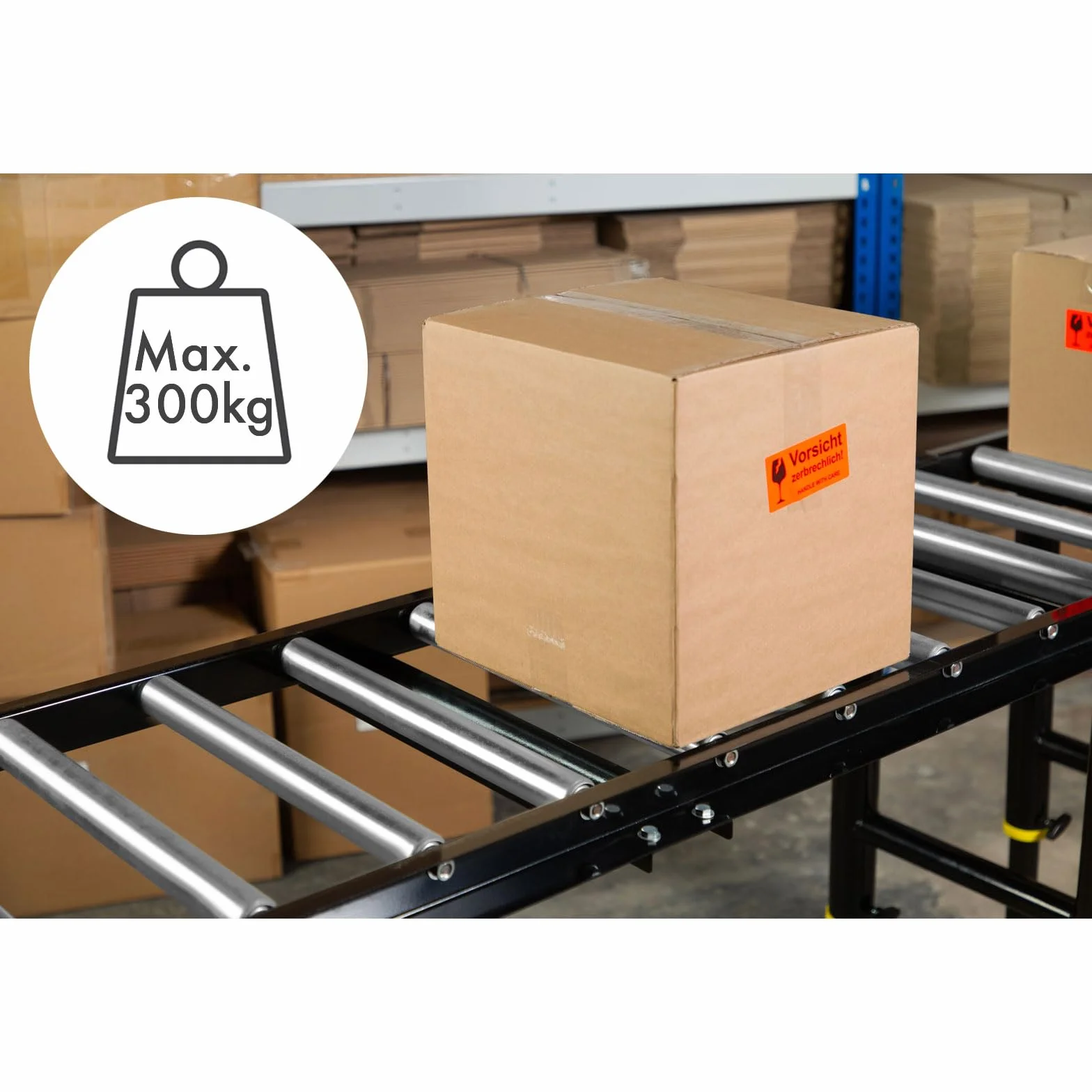EBERTH Mesa Transportadora Rodillos, Regulable en Altura, Cpacidad Carga 300 kg, Longitud x Anchura de Transporte 120x40 cm, 8 Rodillos con Ø 38 mm, Distancia 12 cm, Cinta Transportadora Rodillos