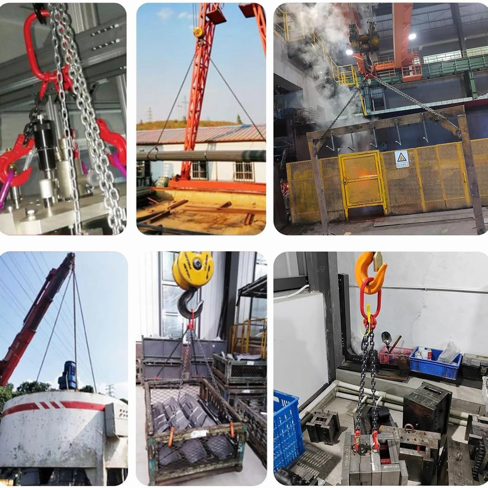 Cadenas de elevación para cargas pesadas con ganchos, 1 Ton, certificado de inspección