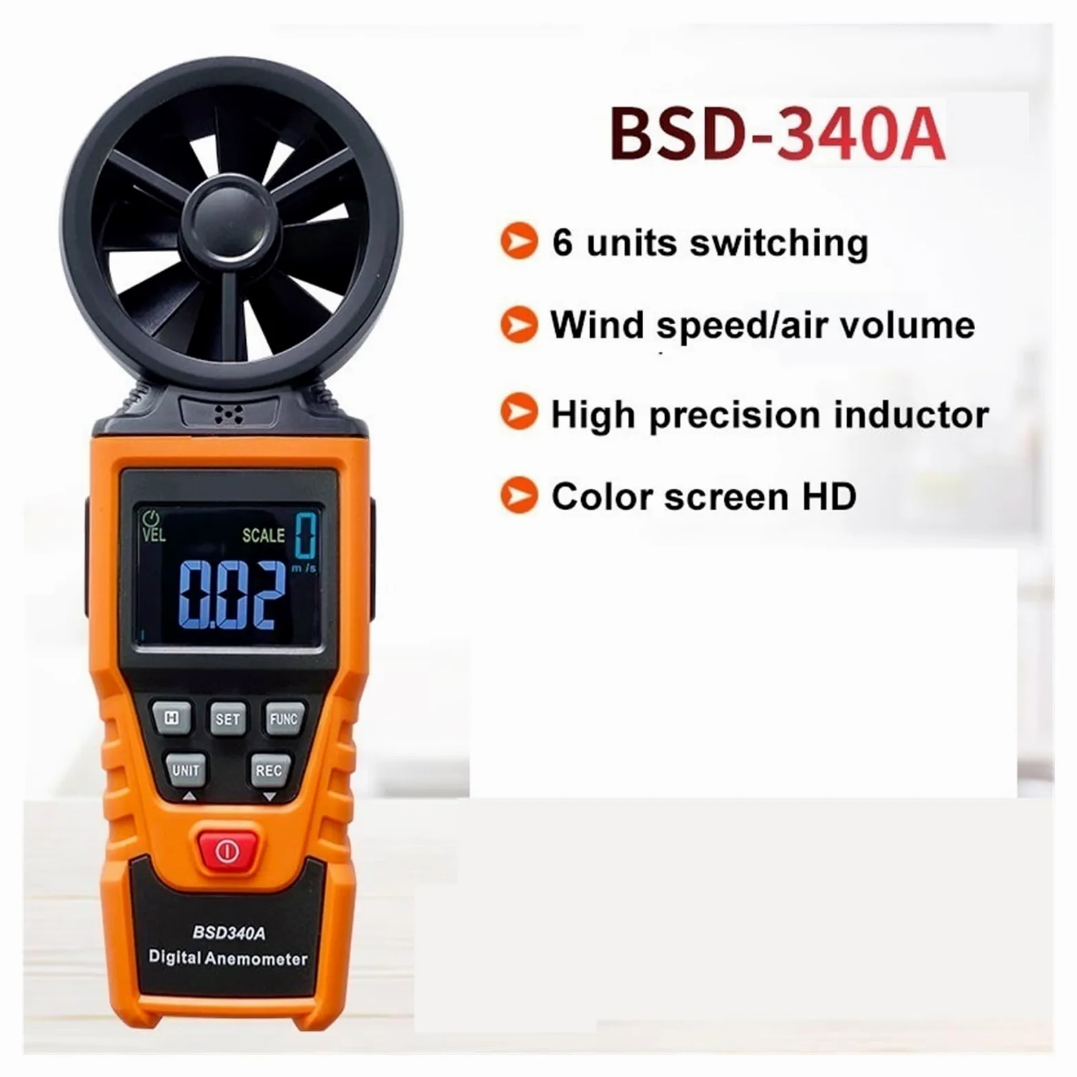 Anemómetro Medidor CFM De Velocidad Del Viento Digital Mano Prueba Medir El Flujo Aire Con Retroiluminación Mediciones Precisas Versátiles(BSD-340A)