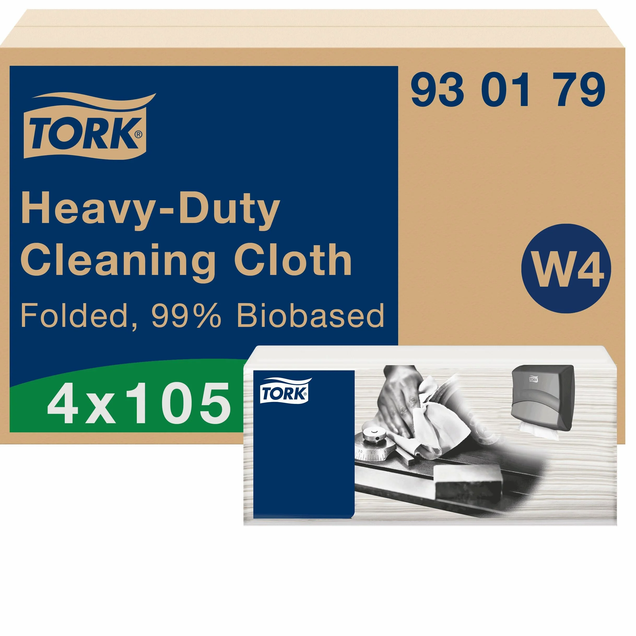 Tork Trapo de Limpieza Blanco de Base Biológica W4, 1 Capa, 4 x 105 Bayetas, 930179