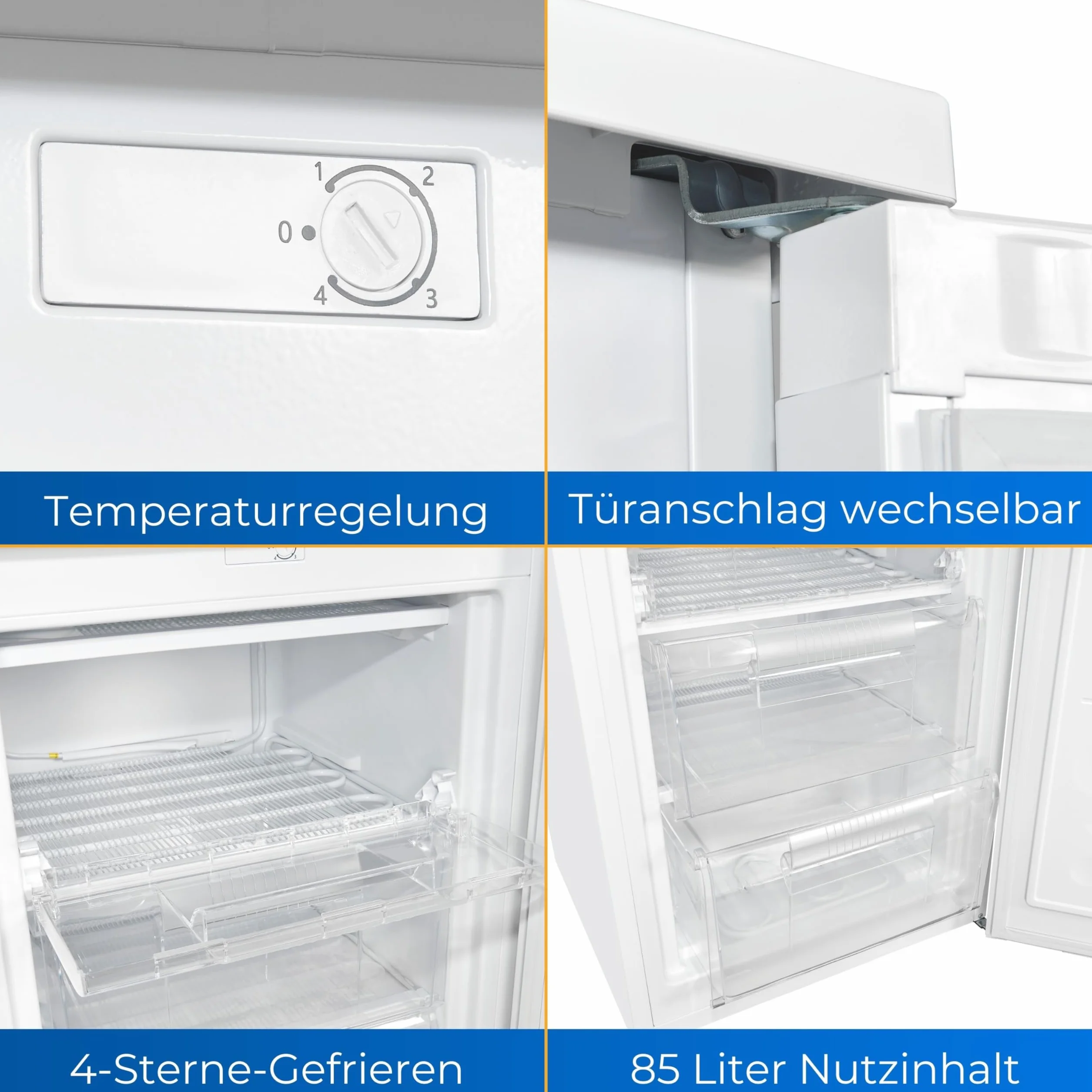 Exquisit Congelador GS81-051C 85 L Blanco Tope de Puerta Intercambiable