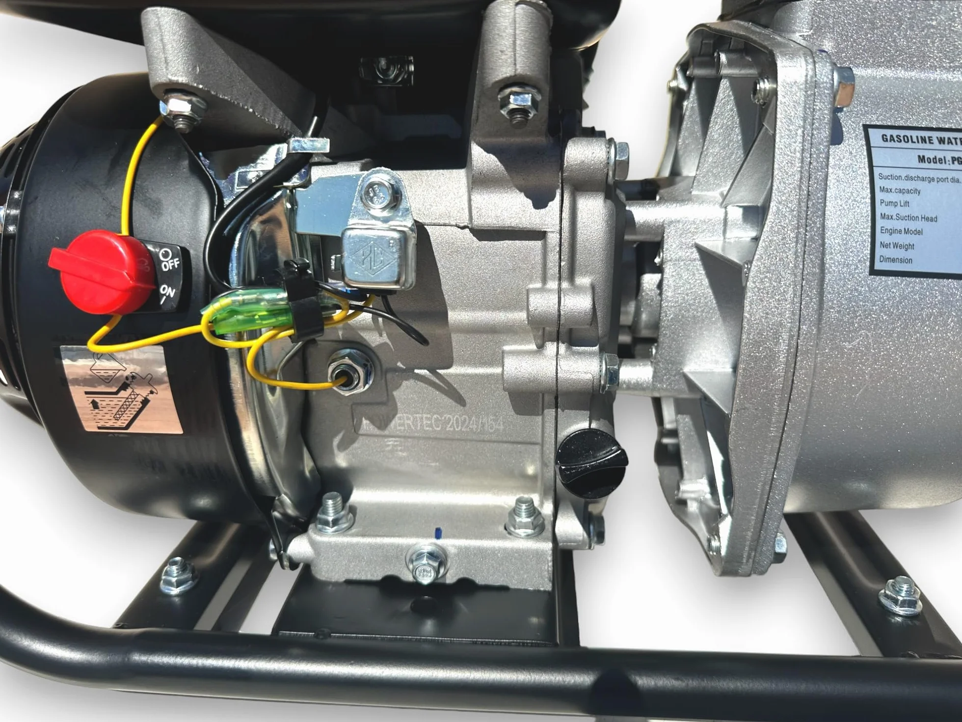 BOMBA DE AGUA GASOLINA CON MOTOR DE 4 TIEMPOS, 163cc CONEXION 50mm 30.000 LITROS POR HORA