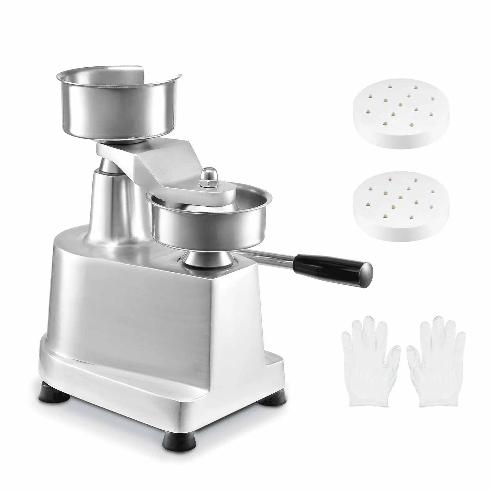 VEVOR Máquina de Hamburguesas Comercial Máquina de Prensa de Hamburguesas 130 mm Prensa de Hamburguesas de Acero Inoxidable para Formar Carne 1000 PCS de Papel para Hamburguesas Prensa de Hamburguesas