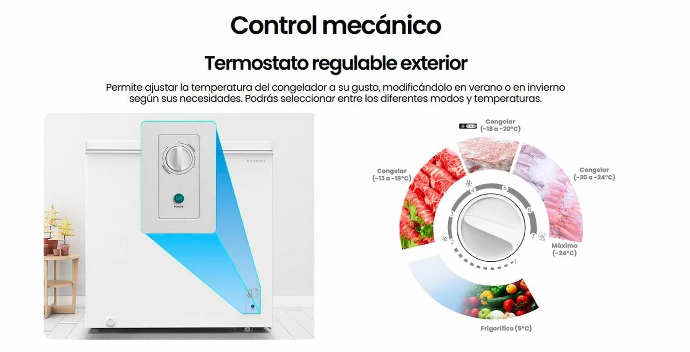 INFINITON Arcon Congelador CH-30H85BEH 293L FAST FREEZING STAND BY Blanco Compresor Silent design