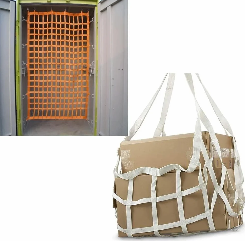 ELzEy Eslingas de Red Polyester Lifting Nets，Cargo Lifting Bag Strong Load Bearing Bag Nets Material Handling Straps Cargo Hanging Net(3X3M/Mesh 15cm/Load 1t)