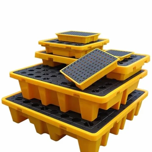 Bandeja modular de contención de derrames – Plataforma de sujeción de tambor de aceite, paletas antifugas para un almacenamiento seguro