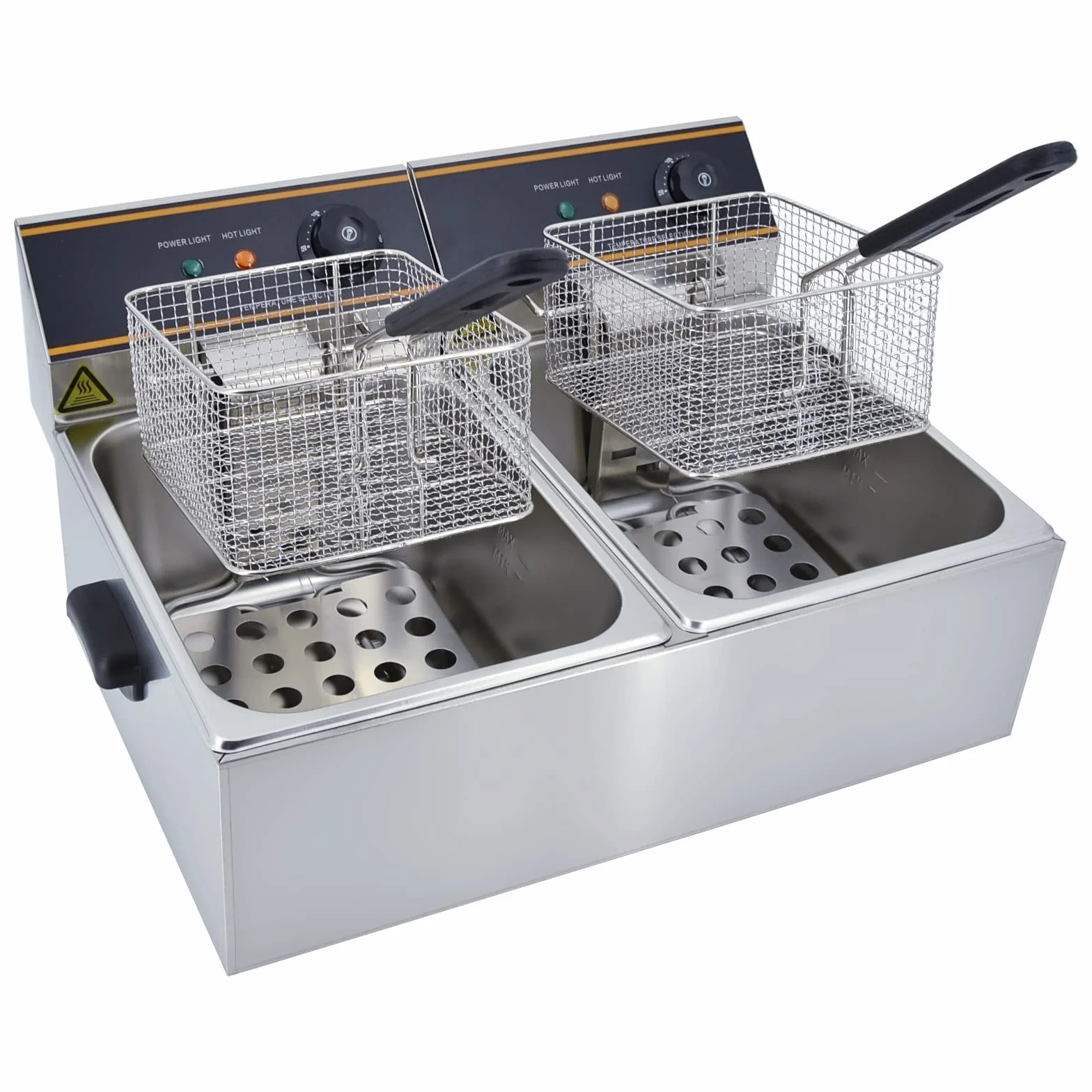 Freidora eléctrica Comercial Profesional de Acero Inoxidable para Restaurante y Uso Doméstico (12L)