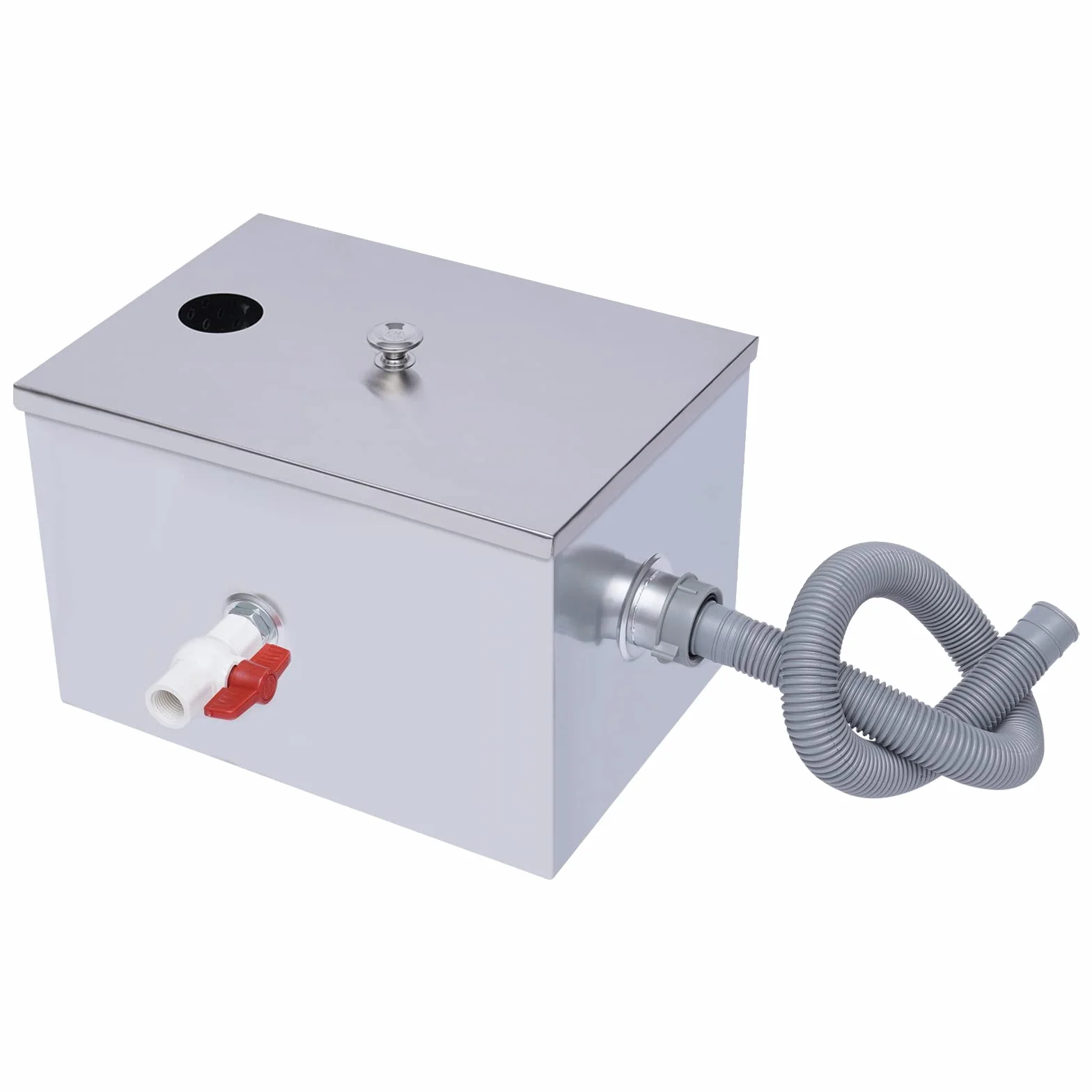 Separador de grasa de acero inoxidable para aguas residuales de 35 x 25 x 23 cm, separador de grasa para restaurante, cocina, aguas residuales