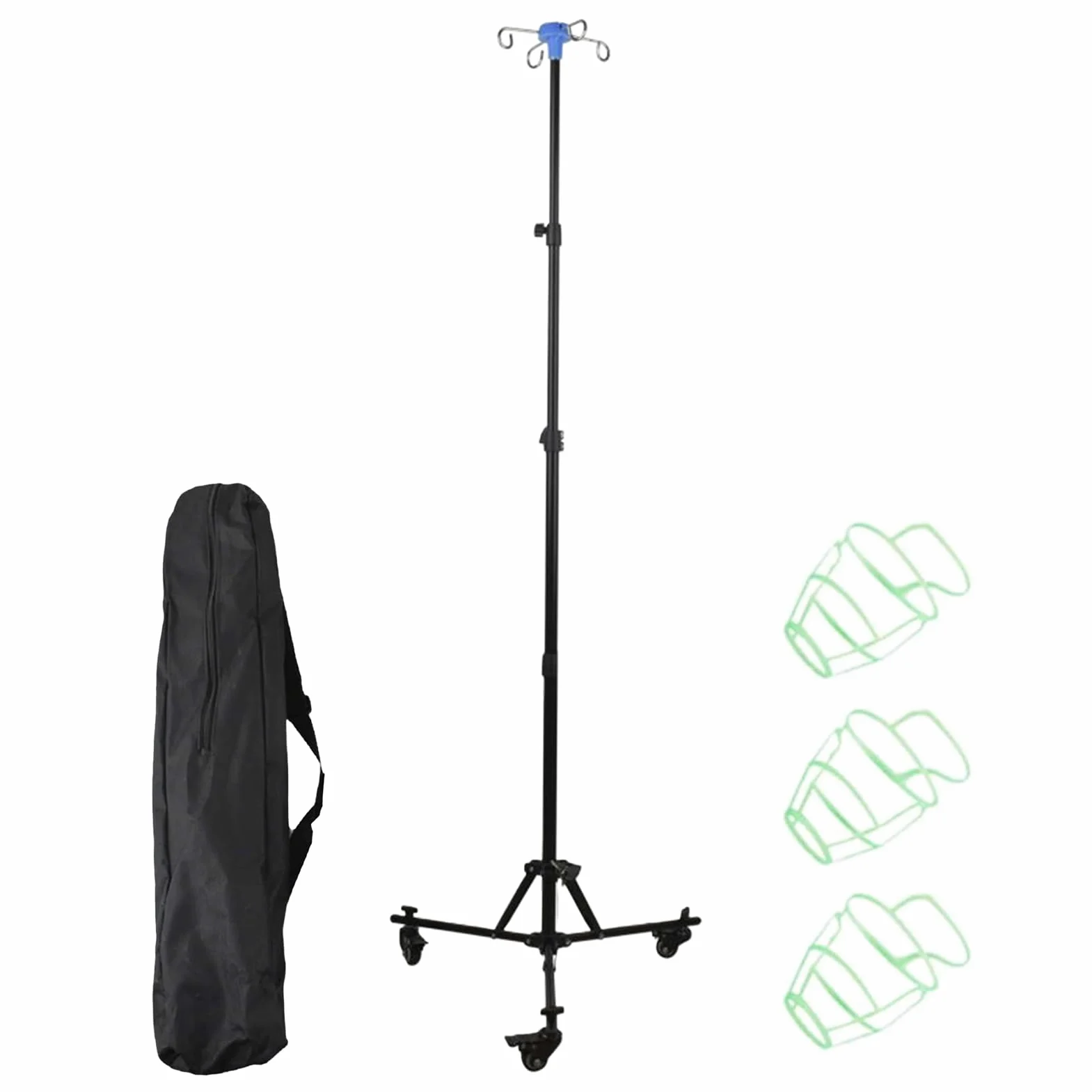 Soporte intravenoso con ruedas Plegable | Soporte de ajustable con gancho para botella Estable Portátil Altura Ajustable para Ancianos Cuidado Diario en Cama Hogar