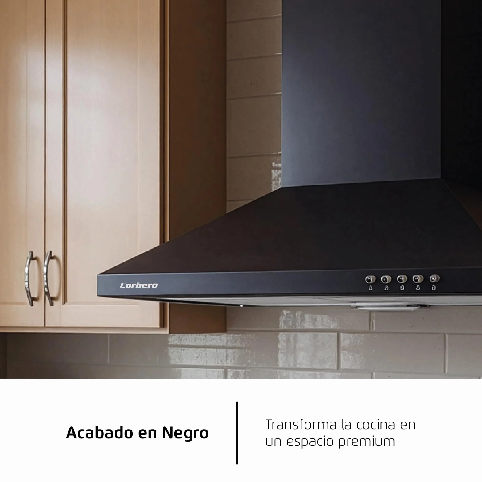 Corberó Campana Extractora Pirámide 60 cm TEIDE636N 375.4 m3/h Negro