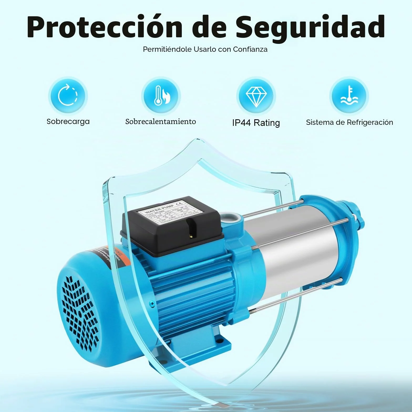 Bomba Centrífuga, 9.8 Bar 1" Bomba de Jardín Salida Bomba Centrífuga Avanzada de Acero Inoxidable 4000 L/H 1300 Vatios, Bomba de Agua Doméstica para Granjas, Estanques