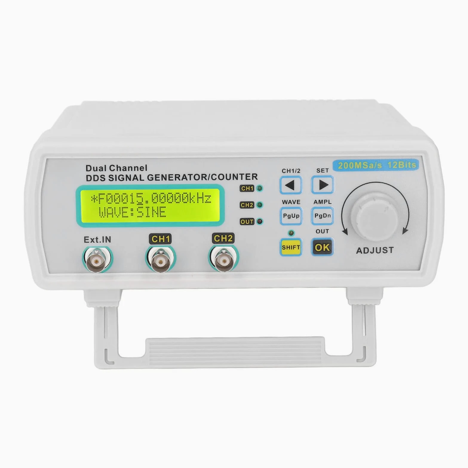 Gonetre Contador de Generador de Señal DDS, Generador de Función de Forma de Onda Arbitraria de Doble Canal de 25MHz (Enchufe europeo 100-240V) | Forma de Onda Programable de 2 Canales, Amplitud de 20 Vpp, Medición de Frecuencia, 16 Formas de Onda de Usua
