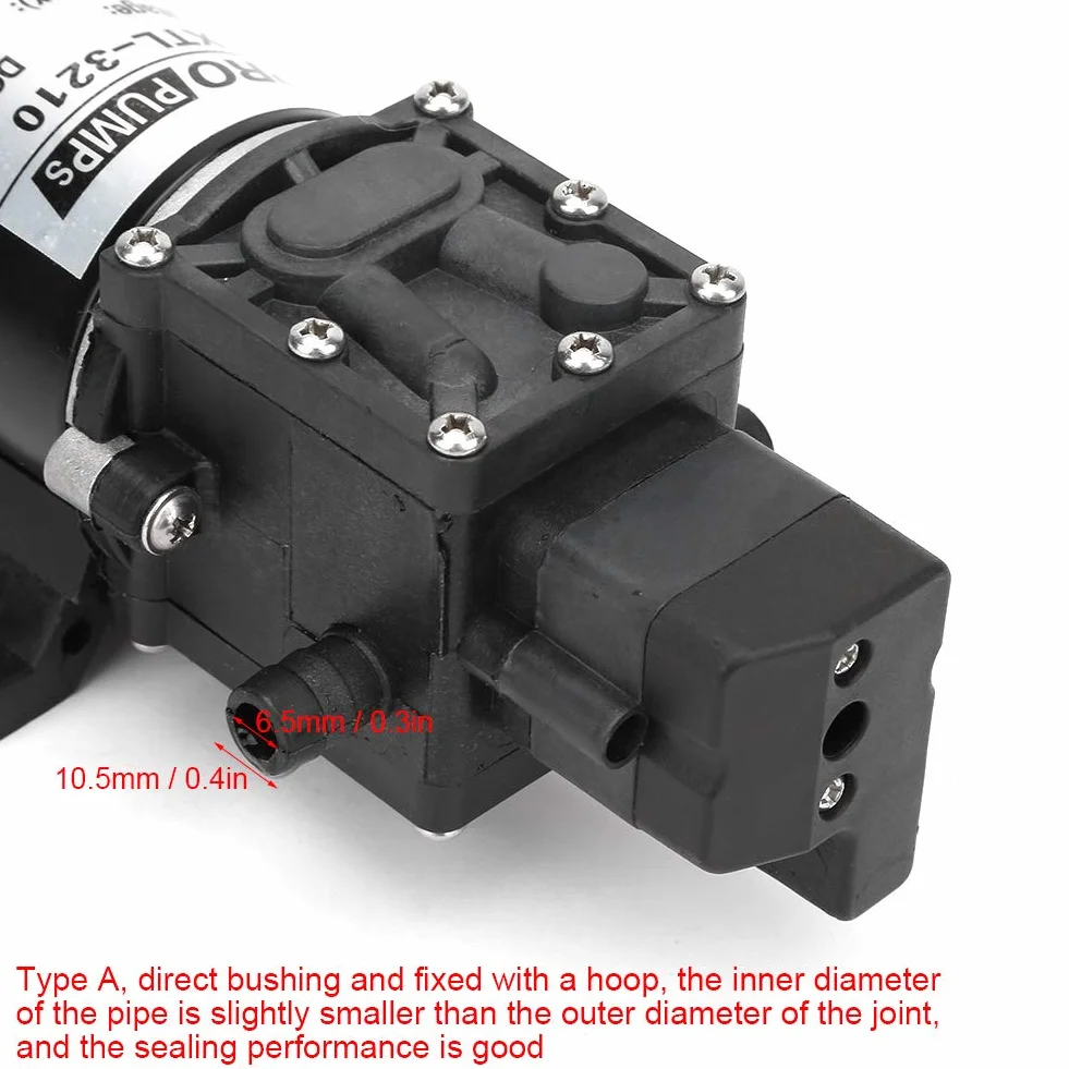 Bomba de Microdiafragma 24V 100W 8L/M Alta Presión Interruptor Autocebante para Equipos Industriales y Limpieza