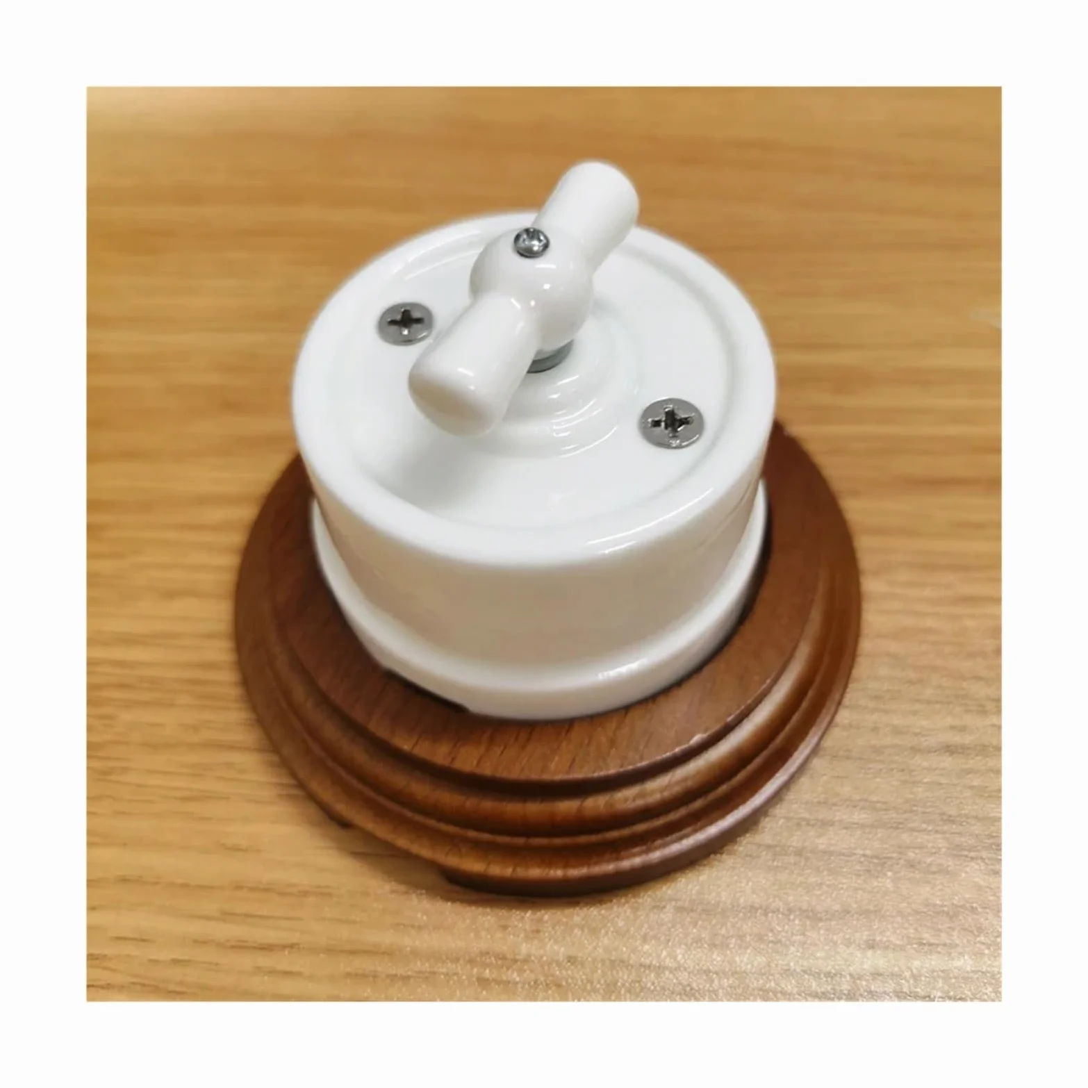 Interruptor giratorio de cerámica for lámpara de pared, perilla de luz, 10 A, 250 V, for decoración del hogar(Black)