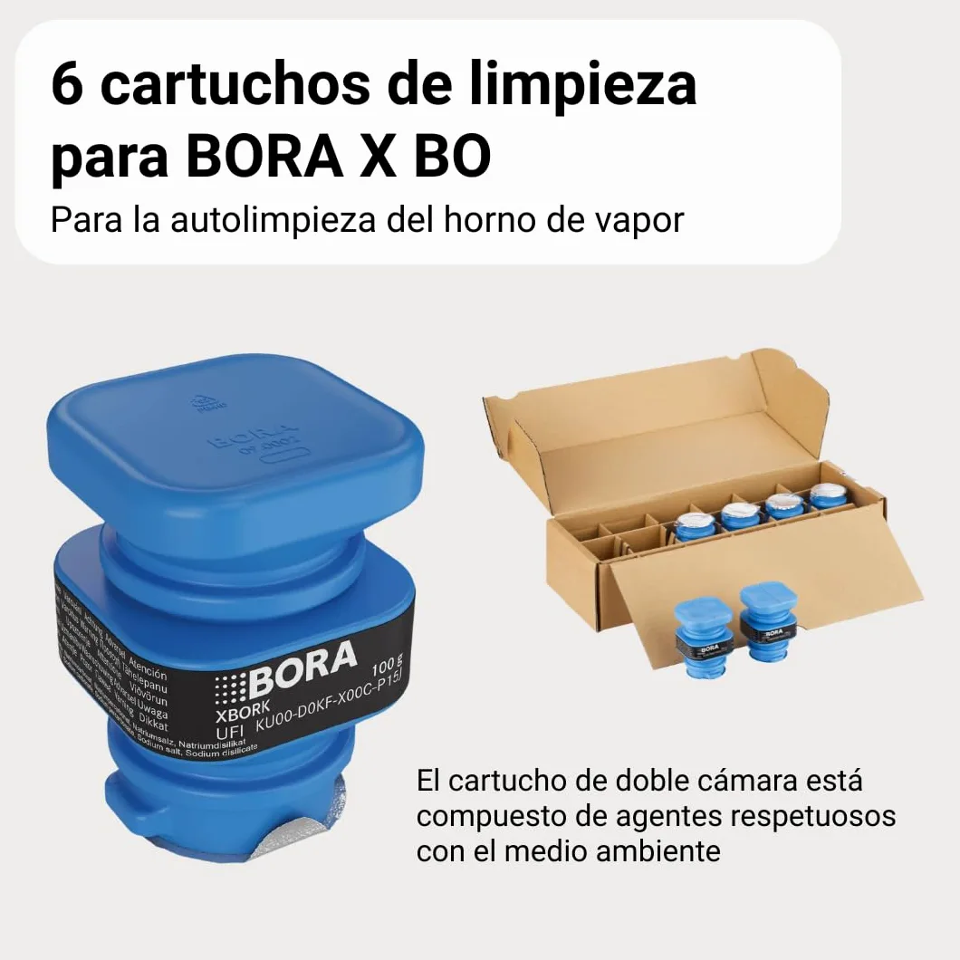 BORA 6 Cartuchos de Limpieza para Horno de Vapor BORA X BO, autolimpiante, Cartuchos de Doble cámara, Accesorios de Limpieza, XBORK/6