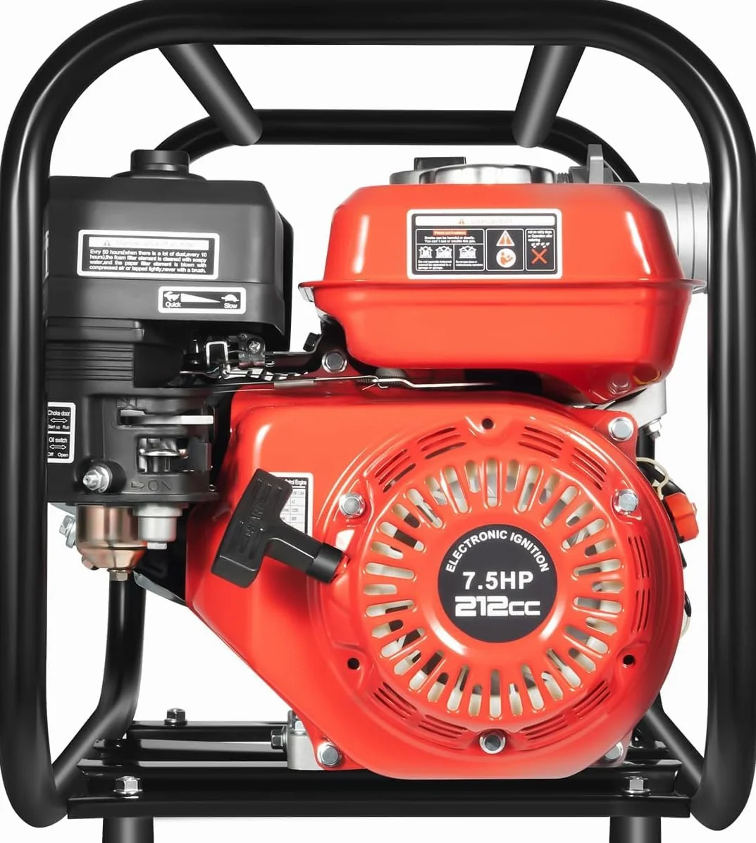 Bomba de agua de motor de gasolina de 7,5 CV, 35,000 L/H y altura de extracción de 30 m, bomba de transporte de agua con conexión de 3,5 pulgadas, motor de 4 tiempos, bomba de agua sucia con manguera