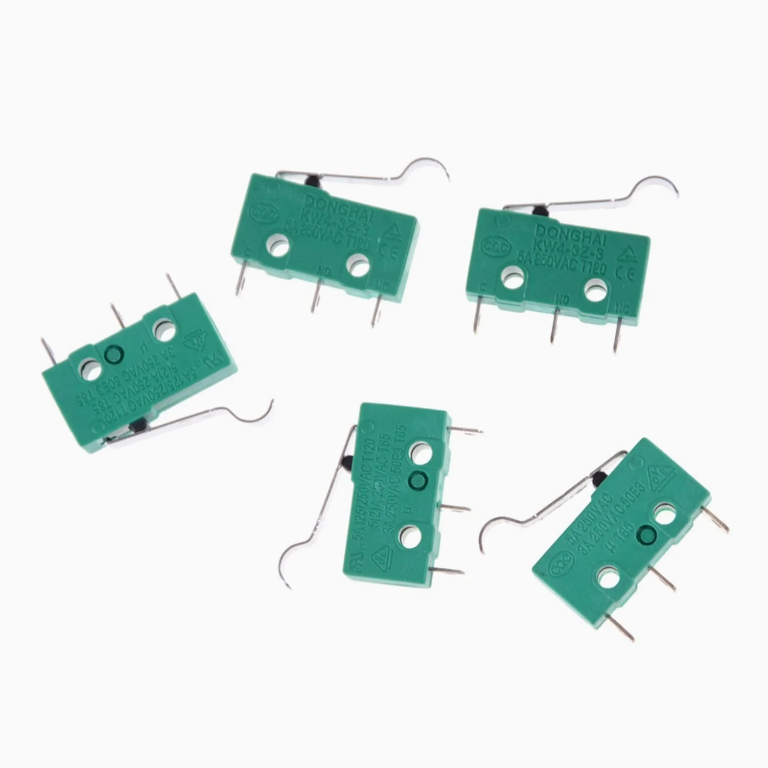 Interruptores industriales Interruptores micro táctiles de 3 pines NO + NC 5A 125VAC 250VAC Mini interruptor de límite Microinterruptores Microinterruptores con palanca de bisagra 5pcs Interruptores