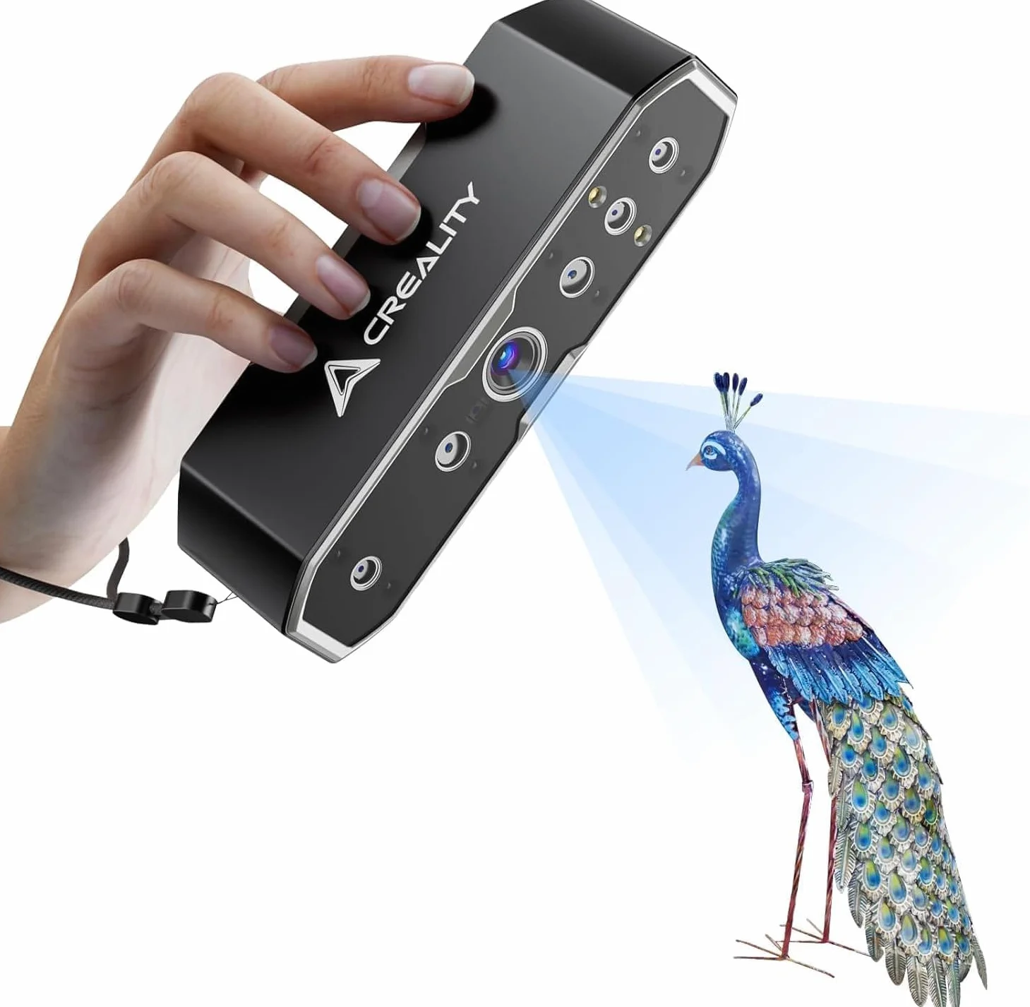 Creality CR-Scan Otter - Escáner 3D (0,02 mm, visión estéreo de cuatro lentes, escaneo a color de 24 bits para objetos de 10 a 2000 mm, color negro/metálico sin pulverización)