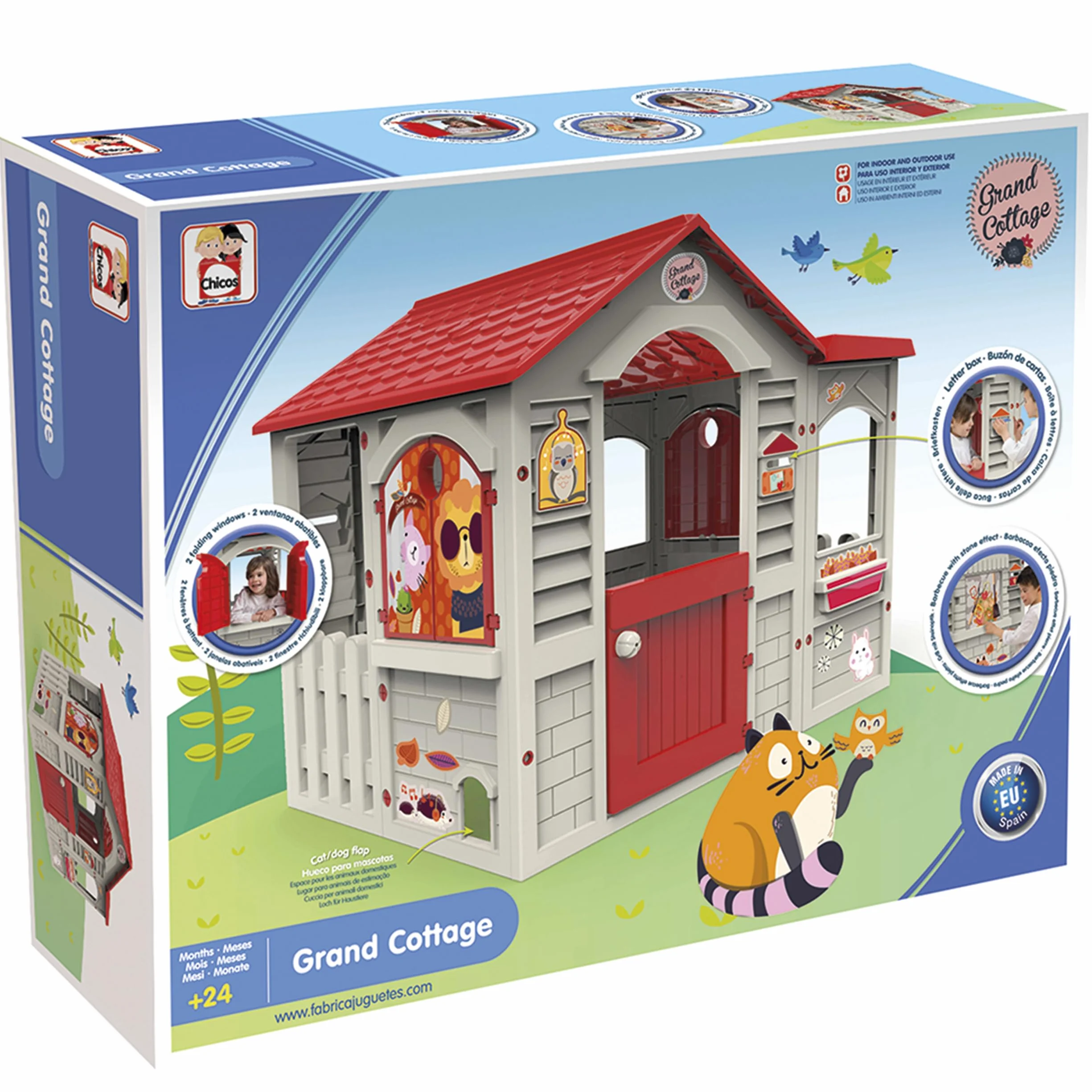 Chicos Grand Cottage XL Casita Infantil de Exterior Plástico Resistente Beige Tejado Rojo