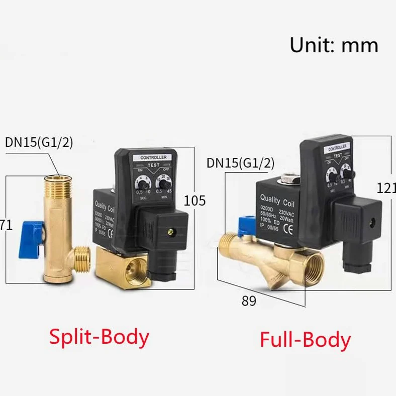 1 Uds 1/2 "DN15 válvula de drenaje automático compresor de aire interruptor de retardo de tiempo controlador de válvula magnética electromagnética AC220V 110V DC24V 12V(OPT Coil)