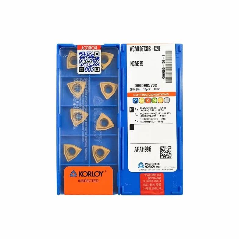 KORLOY 100% original WCMT WCMT06 WCMT06T3 WCMT06T308 C20 WCMT06T308-C20 NCM325 Hoja de taladro U de alta velocidad