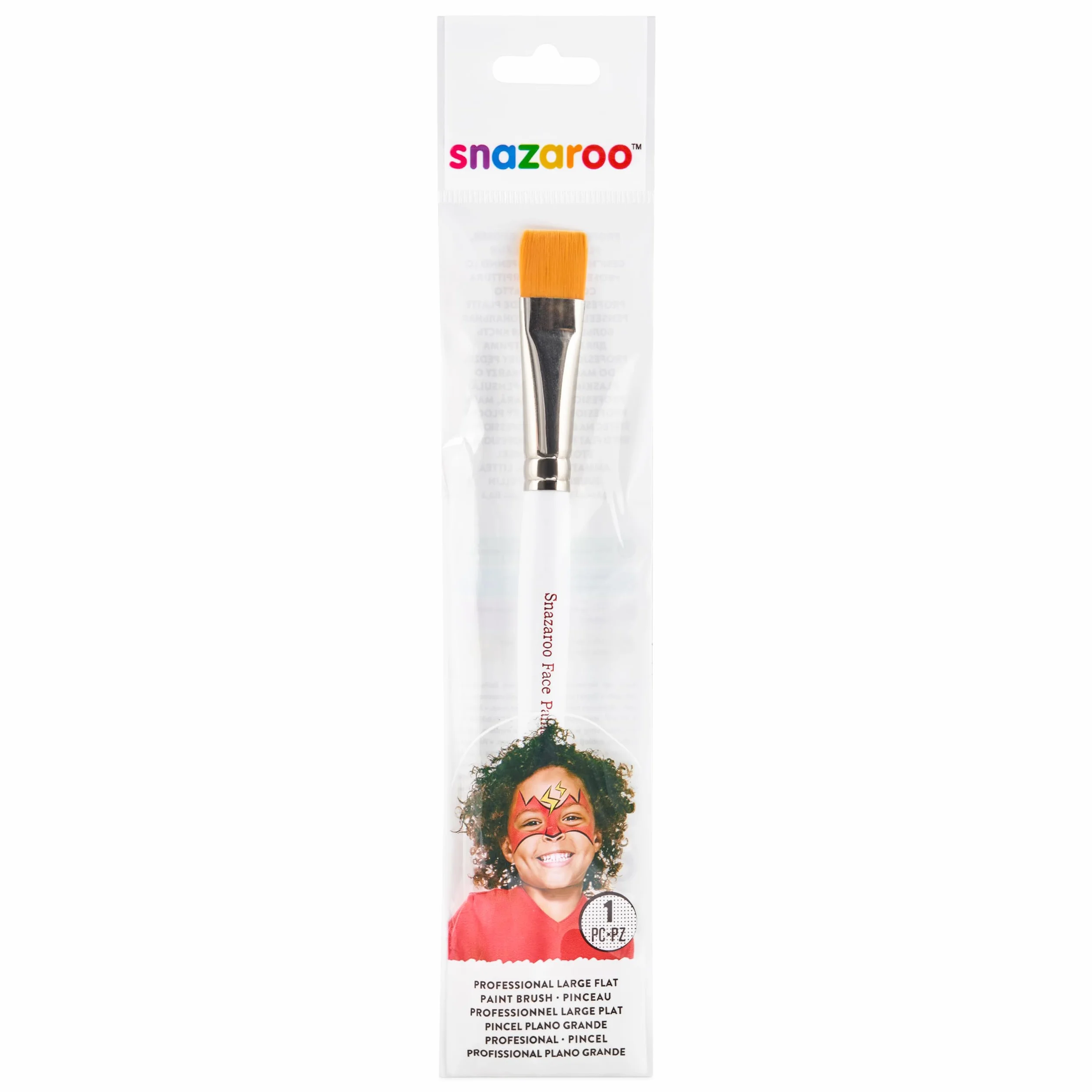 Snazaroo Pincel profesional para pintura facial ancho plano blanco