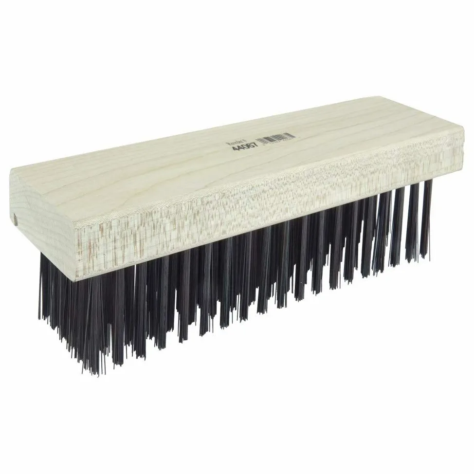Weiler 44067 Tamaño de alambre de 0.01 pulgadas, tamaño de bloque de 7-1/4 pulgadas x 2-1/4 pulgadas, 6 x 19 No. de filas, relleno de cara plana, cepillo para arañazos tipo bloque, fabricado en los