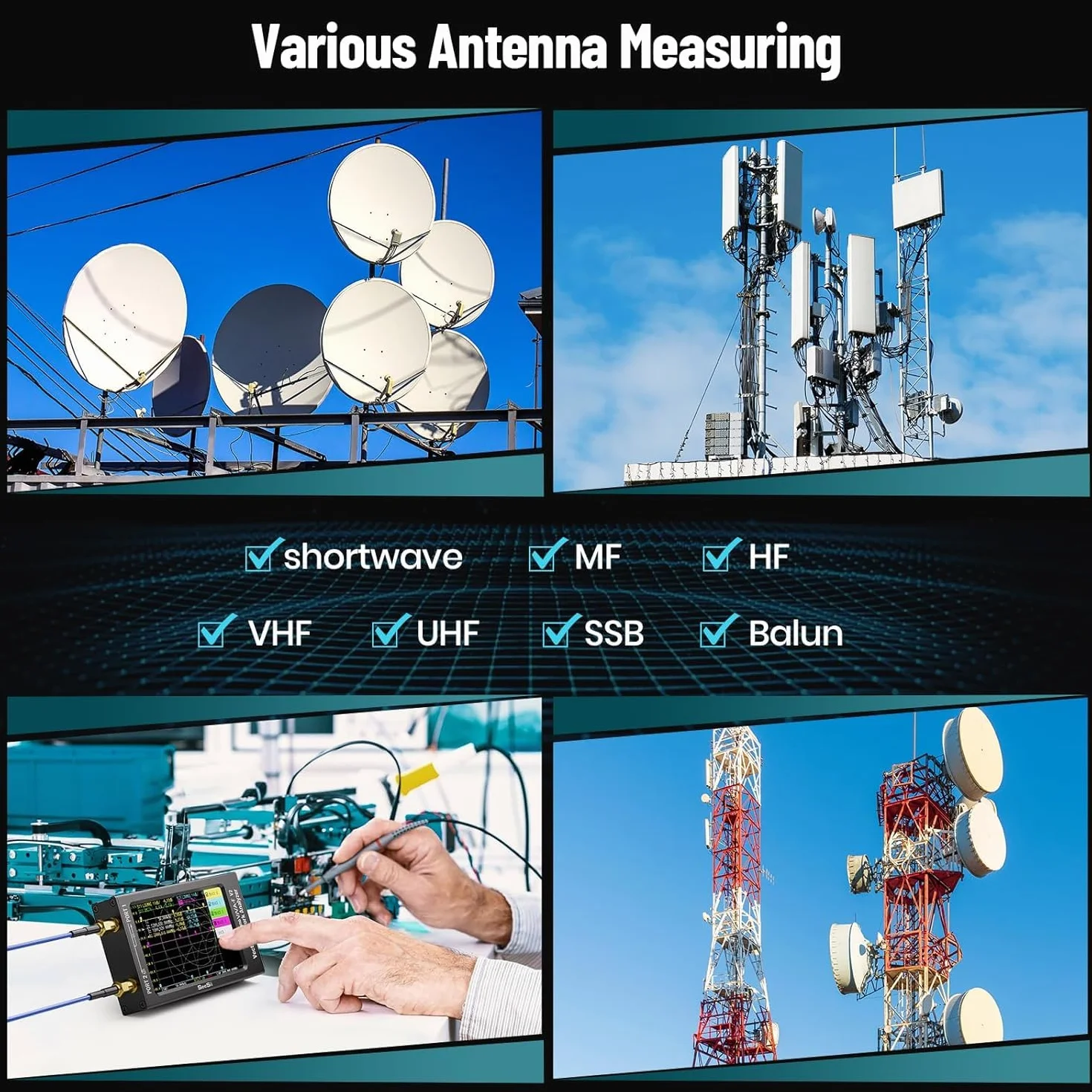 Seesii Analizador de Red Vectorial NanoVNA-F V2, Analizador de Antena Actualizado 50kHz-3000MHz HF/VHF/UHF/VNA con 4,3'' Pantalla para, Medición de S-Parameter, Voltaje SWR, Fase, Retardo, Smith Chart