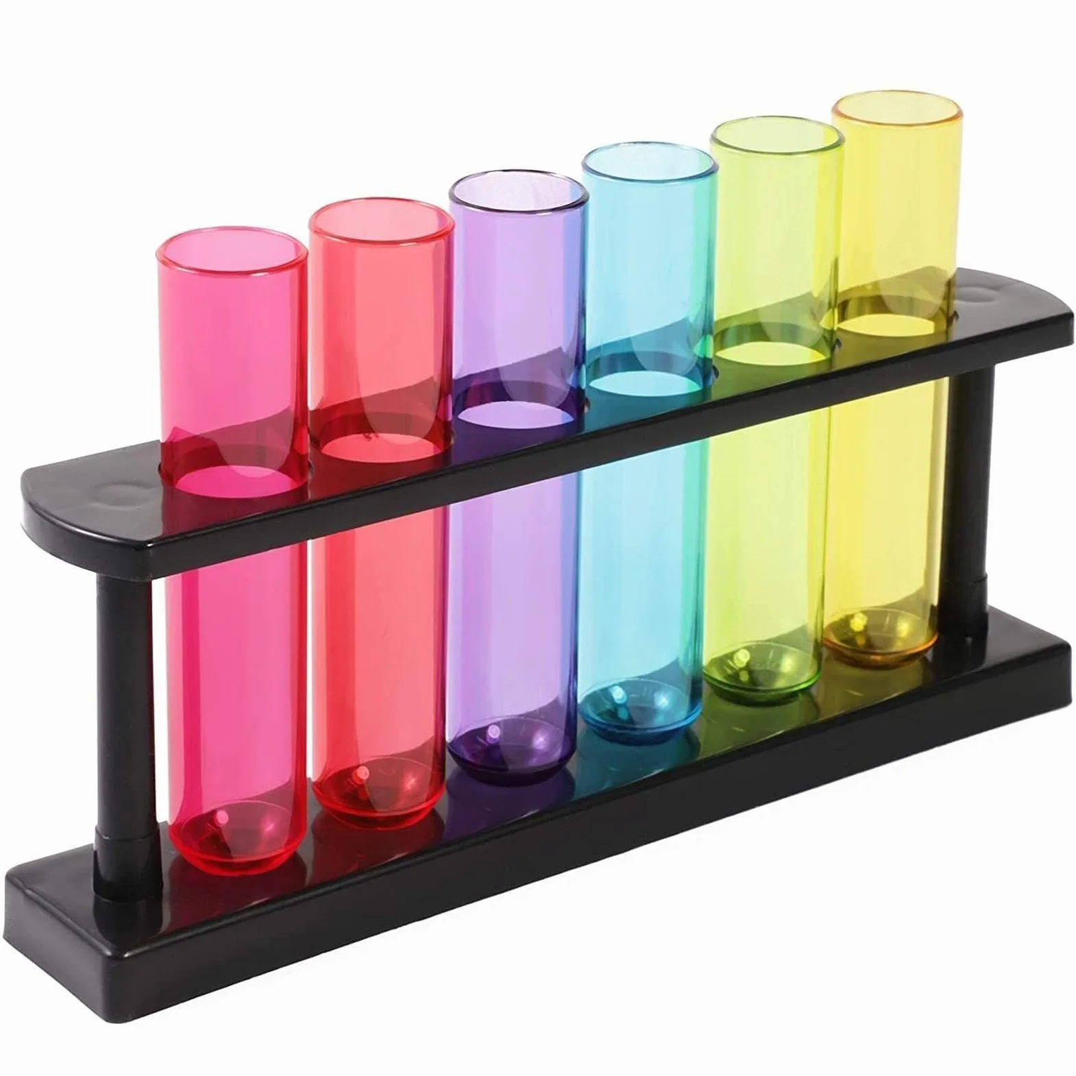 Soporte de Laboratorio Paquete de 4 Tubos ensayo plástico con Soporte for Fiestas, propagación Plantas y for Vasos chupito for Ciencia Gradilla para Tubos
