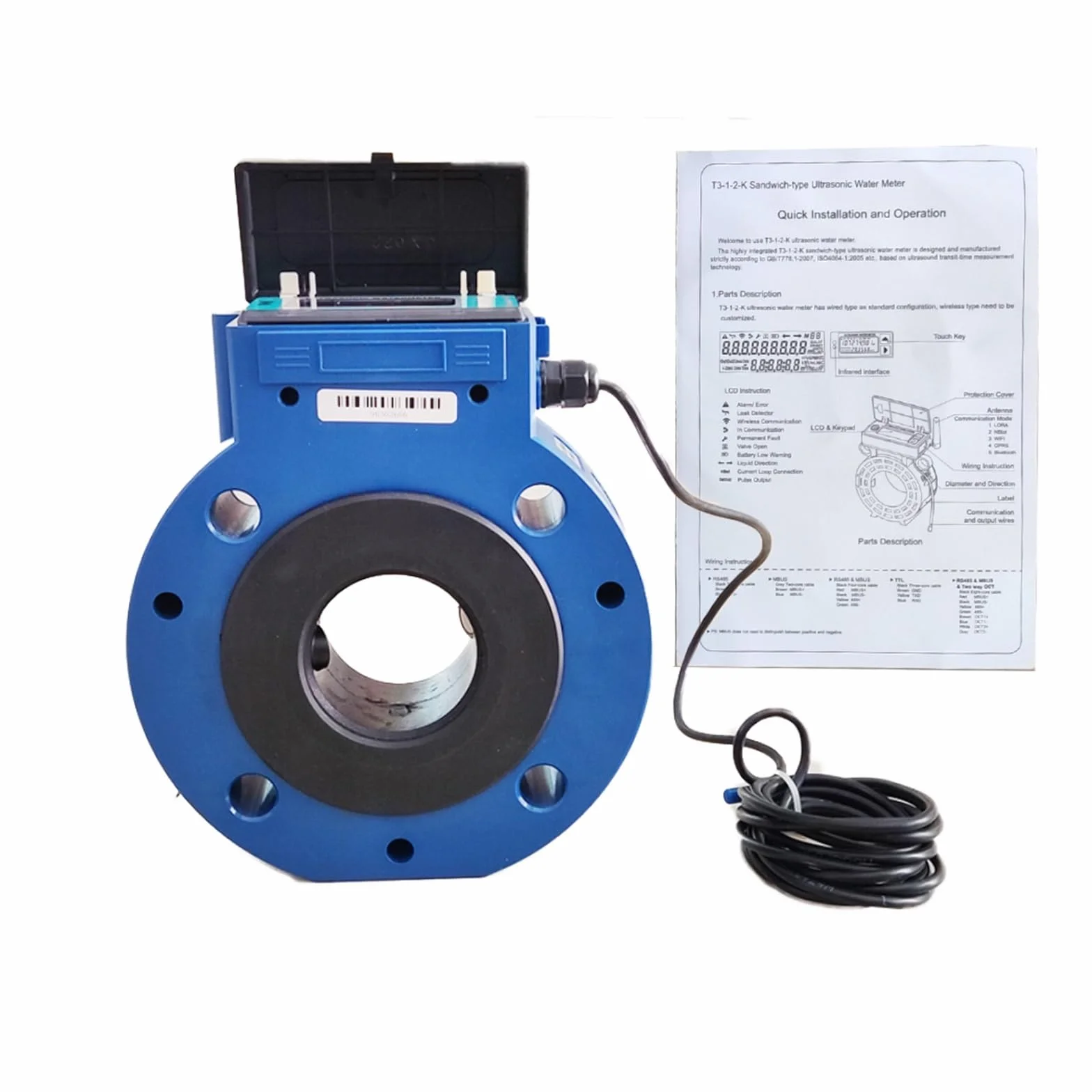 Caudalímetro ultrasónico RS485 DN50 DN65 DN100 Medidor de flujo de agua inalámbrico remoto