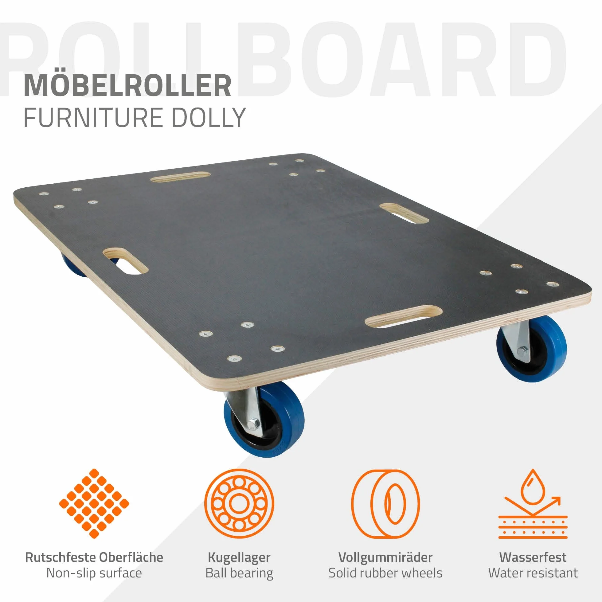ECD Germany Rodillo Transporte Muebles 60x80cm 800kg Ruedas PP Plataforma