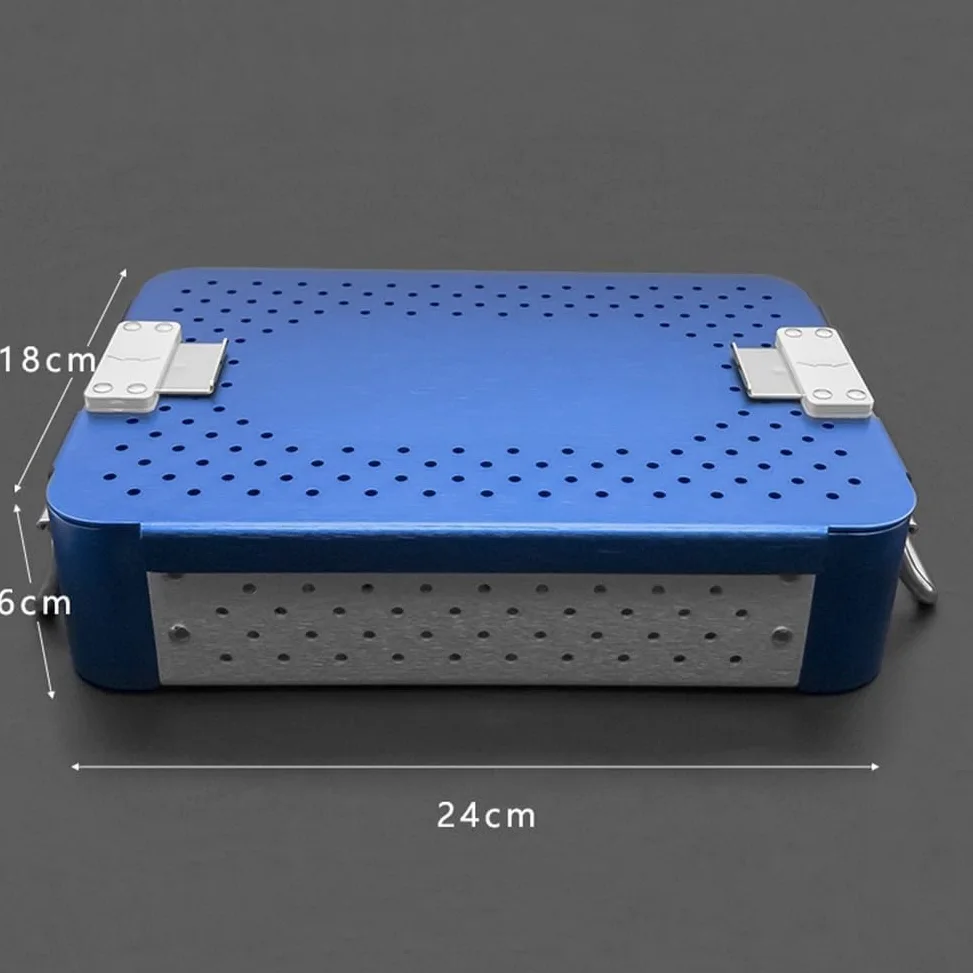 Caja de Instrumentos quirúrgicos de aleación de Aluminio médica, Bandeja de desinfección, Bandeja de esterilización con Almohadilla de Silicona