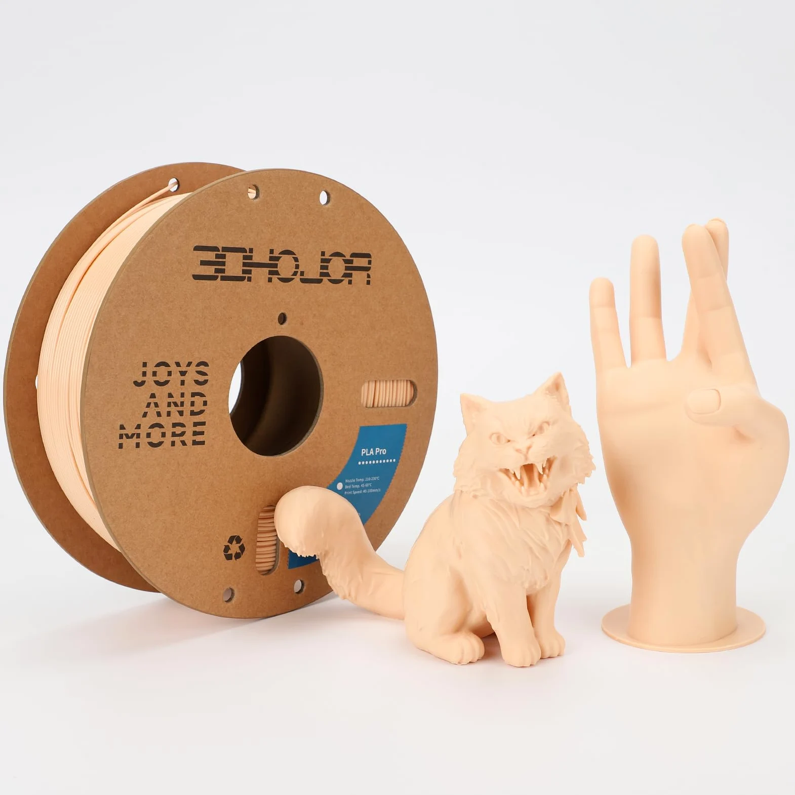 3DHojor Filamento PLA Pro (PLA+) de 1.75 mm, filamento de impresora 3D PLA Plus, carrete de cartón filamento de impresión 3D PLA +, precisión dimensional +/- 0.03 mm, beige, 2.2 libras