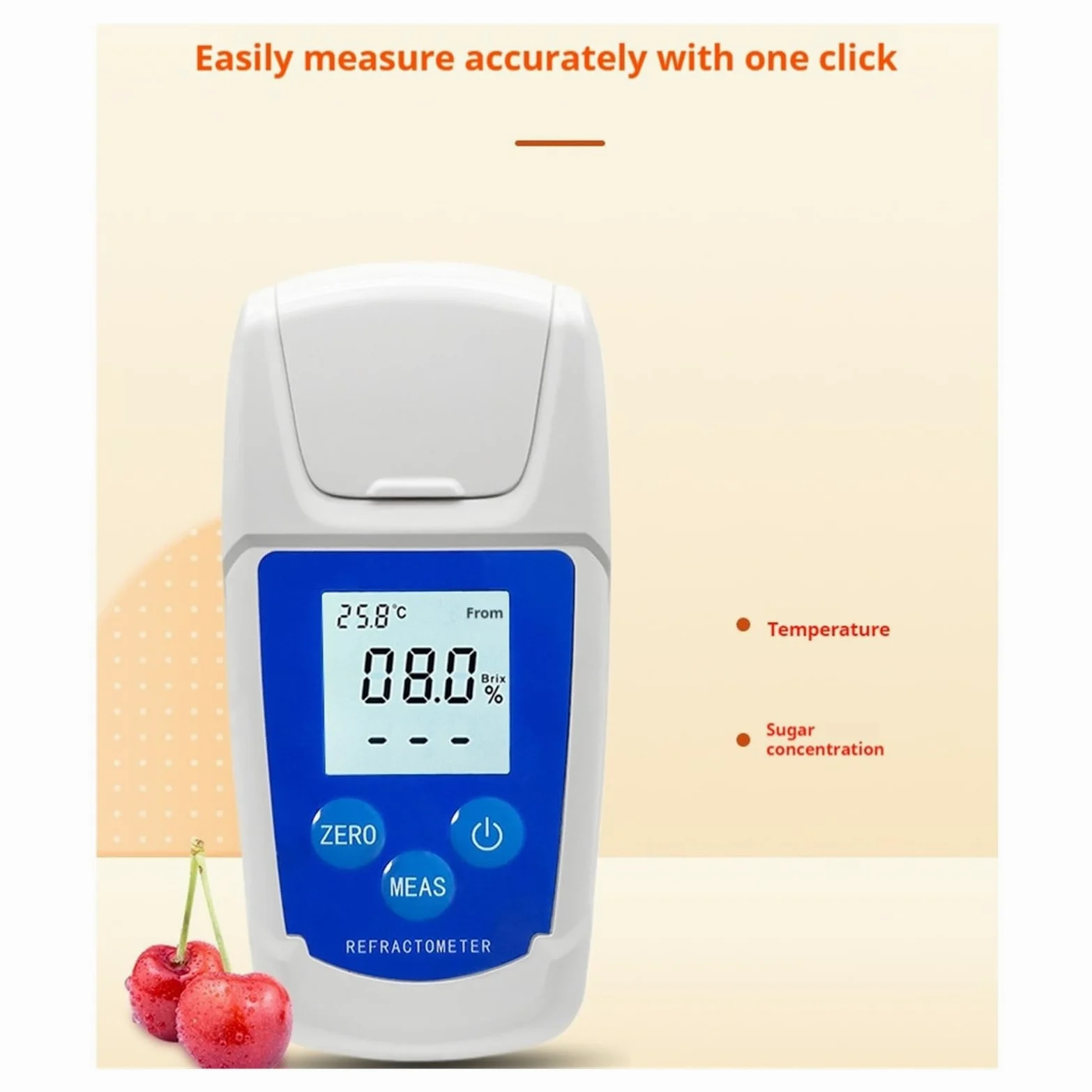Medidor Brix digital, refractómetro, bebidas de jugo de frutas, probador de azúcar, instrumento de medición de contenido de azúcar 32%/55% Lectura clara(0-55)