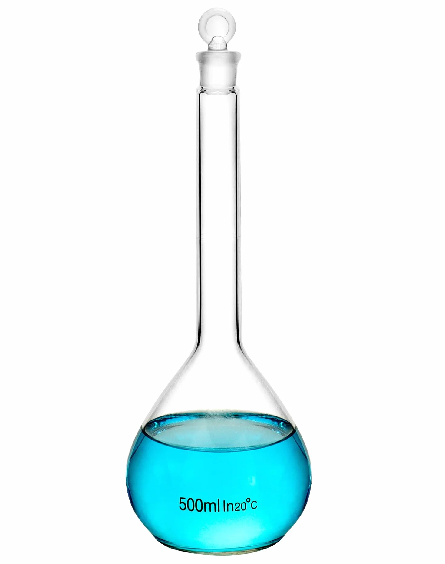 QWORK Frasco volumétrico de 500 ml con tapón de vidrio, vidrio de borosilicato alto 3.3, 2 unidades