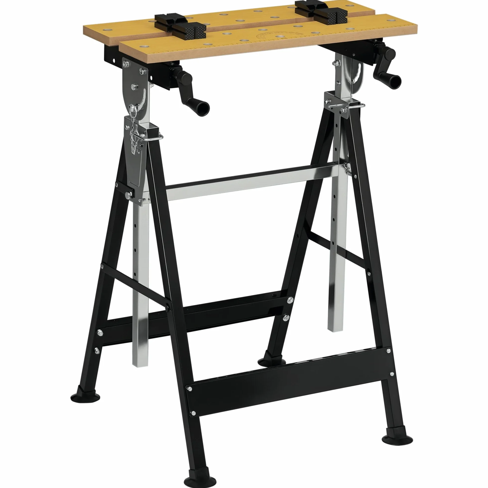 HOMCOM Banco de Trabajo Ajustable en Altura 65x57x85-114 cm Madera Natural y Negro