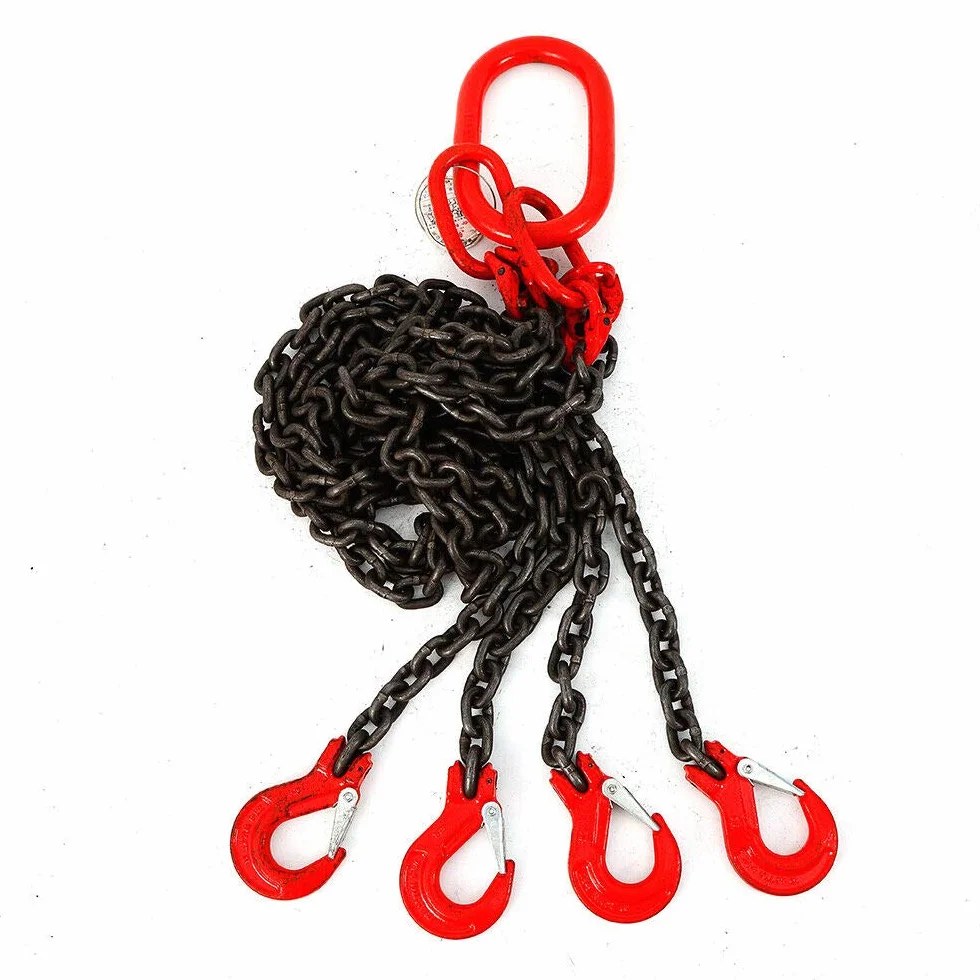 Cadena colgante de 1,5 m, 4 hebras, 5 T, gancho de cabeza de horquilla, colgador de grúa