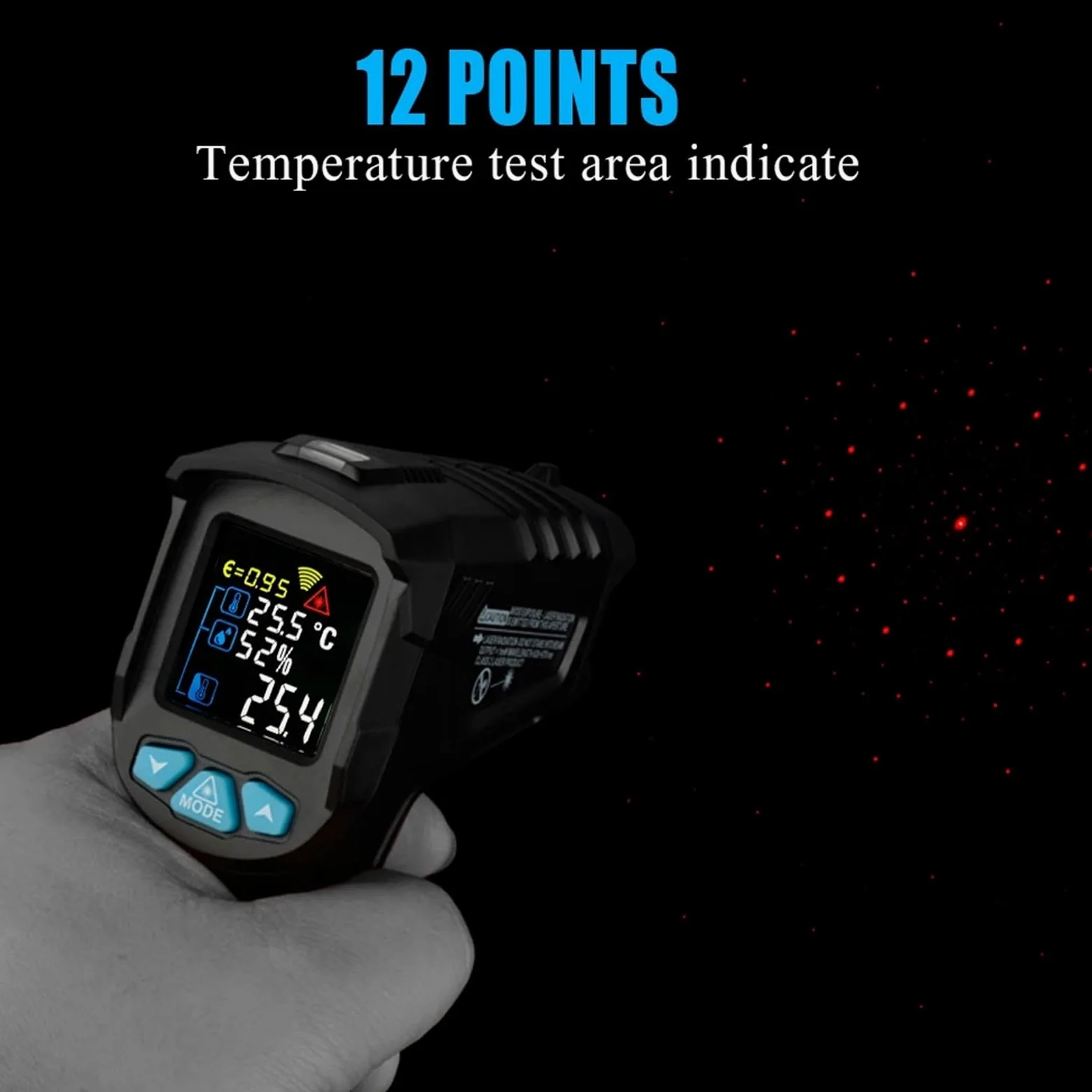 Termómetro infrarrojo digital IR01A, sensor de temperatura, pantalla colorida de alta precisión, termómetro de emisividad ajustable.(IR01C)
