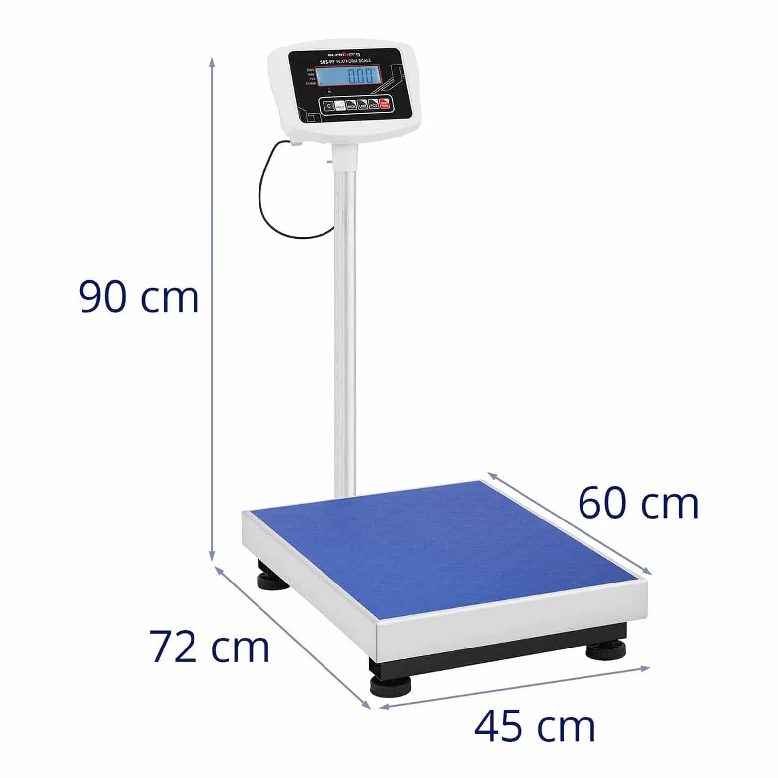 Steinberg Systems Bascula Industrial Balanza Industrial de Plataforma SBS-PF-150 (150 kg / 50 g, Superficie de pesado 45 x 60 cm, 45 x 72 x 90 cm, incl. batería y cargador, LCD)