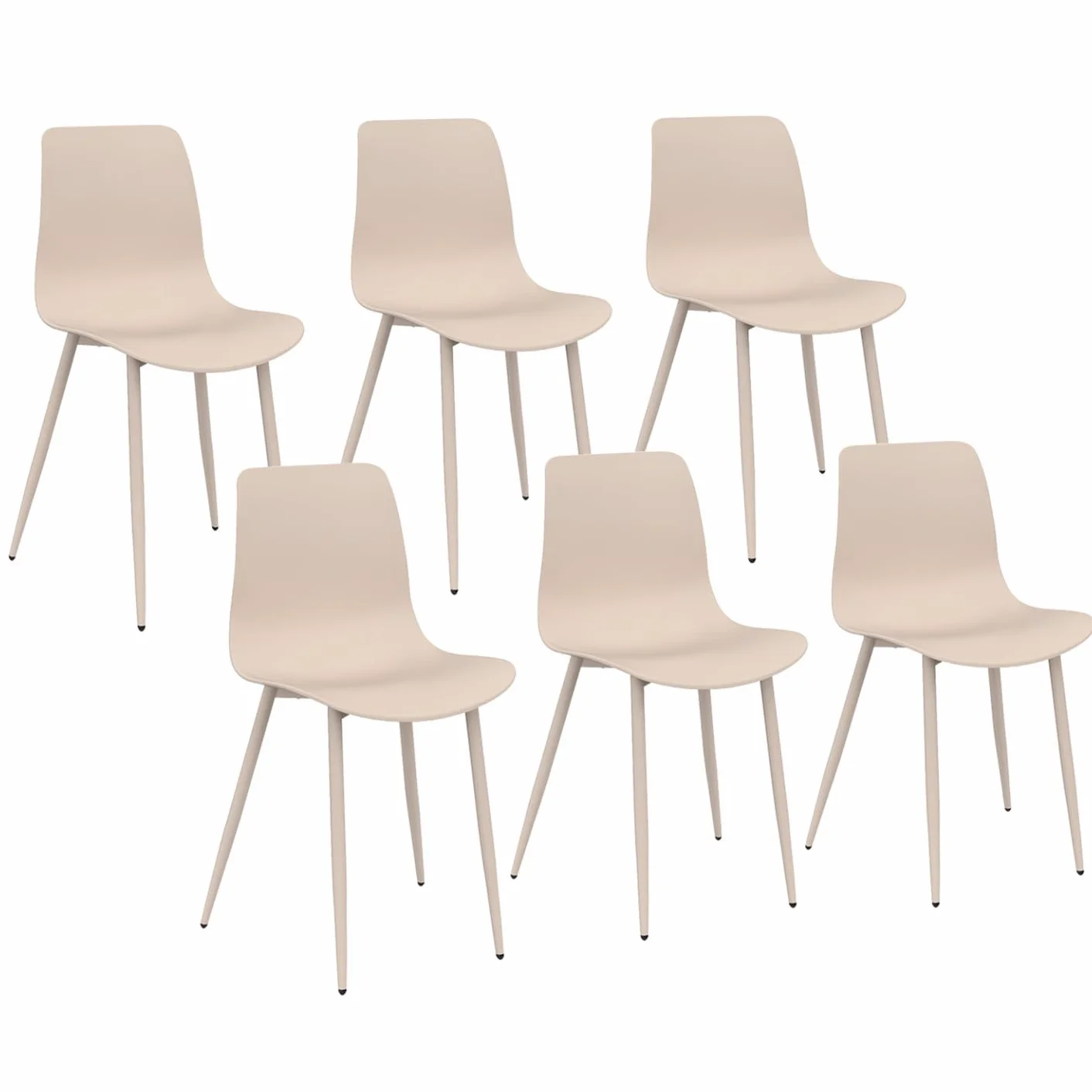 IDMarket - Juego de 6 sillas Kiara Beige con patas de metal