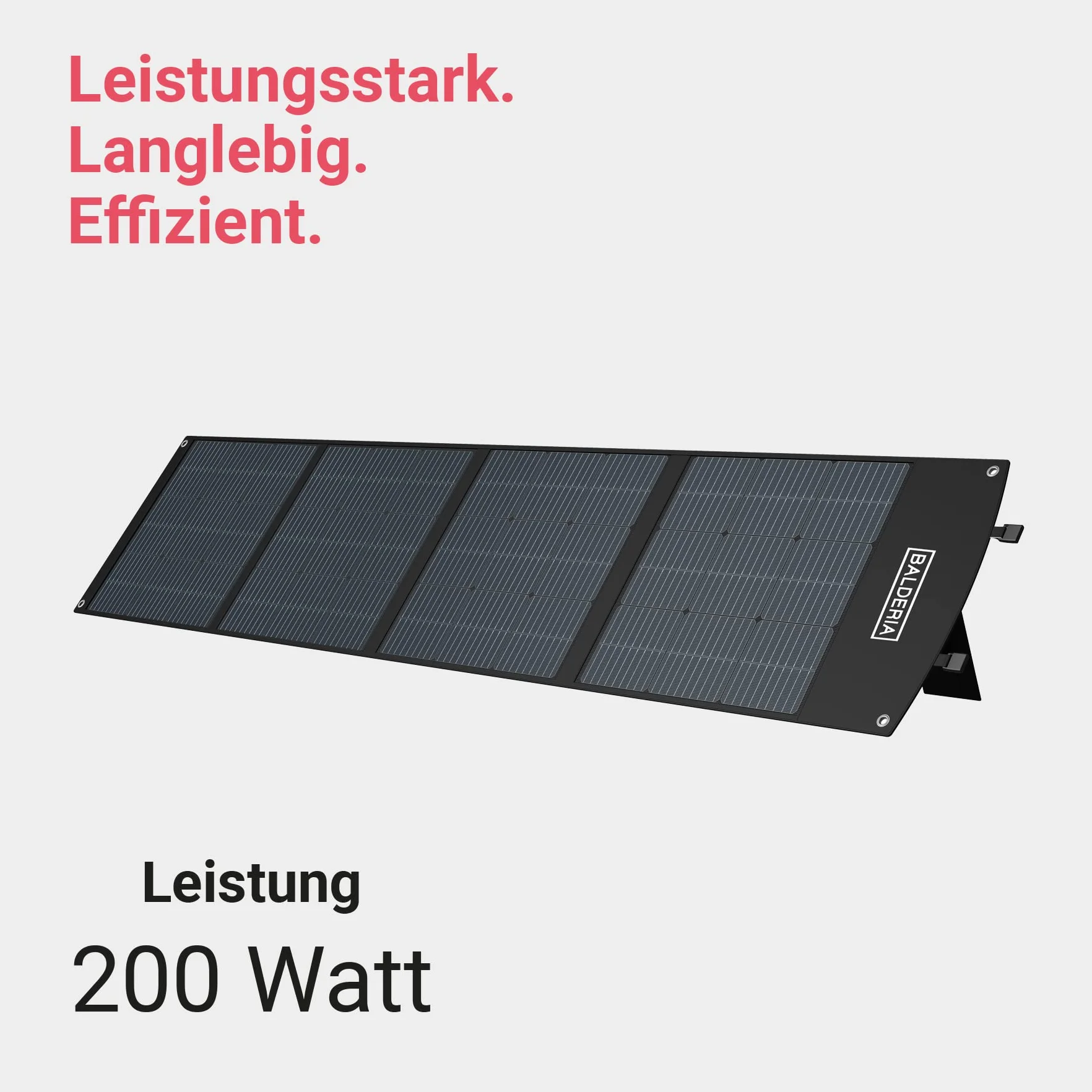 BALDERIA Solarboard 200W | Panel solar plegable | Placa solar para estaciones de energía, baterías, generadores móviles | Con DC, USB, 4 soportes y asa | Para exteriores, camping, autocaravana, barco